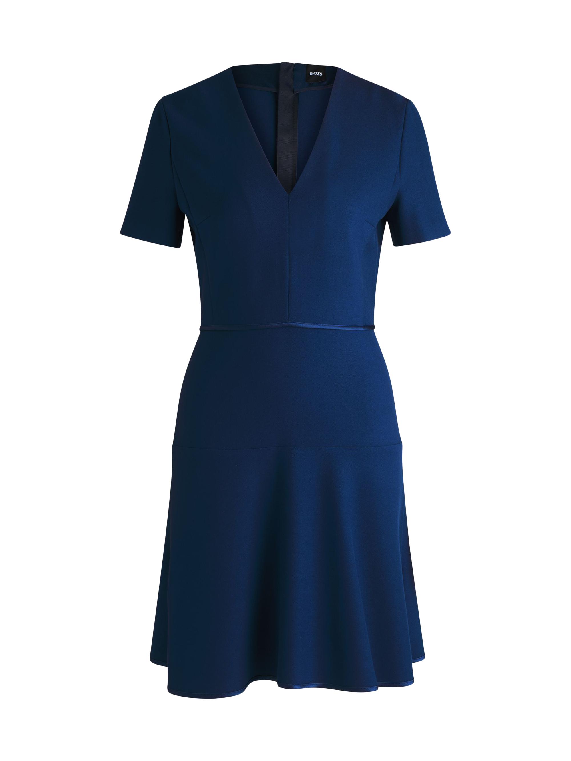 BOSS Women's V-Neck Dress in Stretch Material - Light Blue