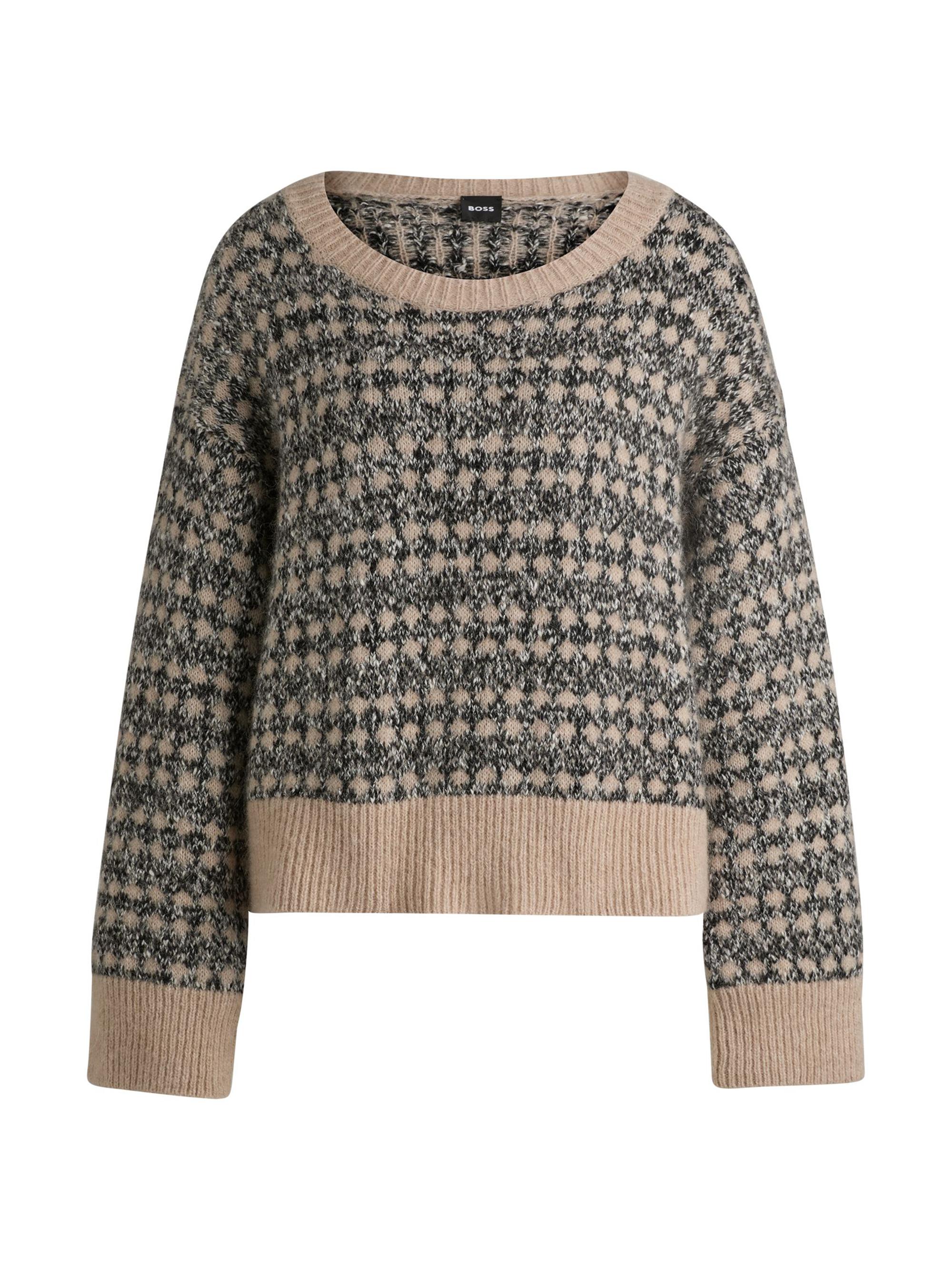 BOSS Women's Jacquard-Knit Sweater with Three-Colored Yarn