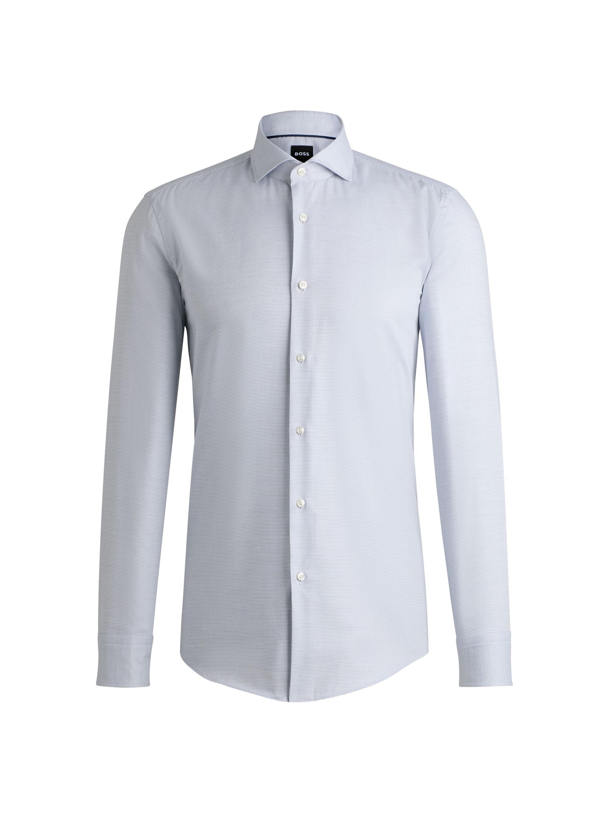 BOSS Men's Slim-Fit Shirt in Structured Cotton - Light Blue