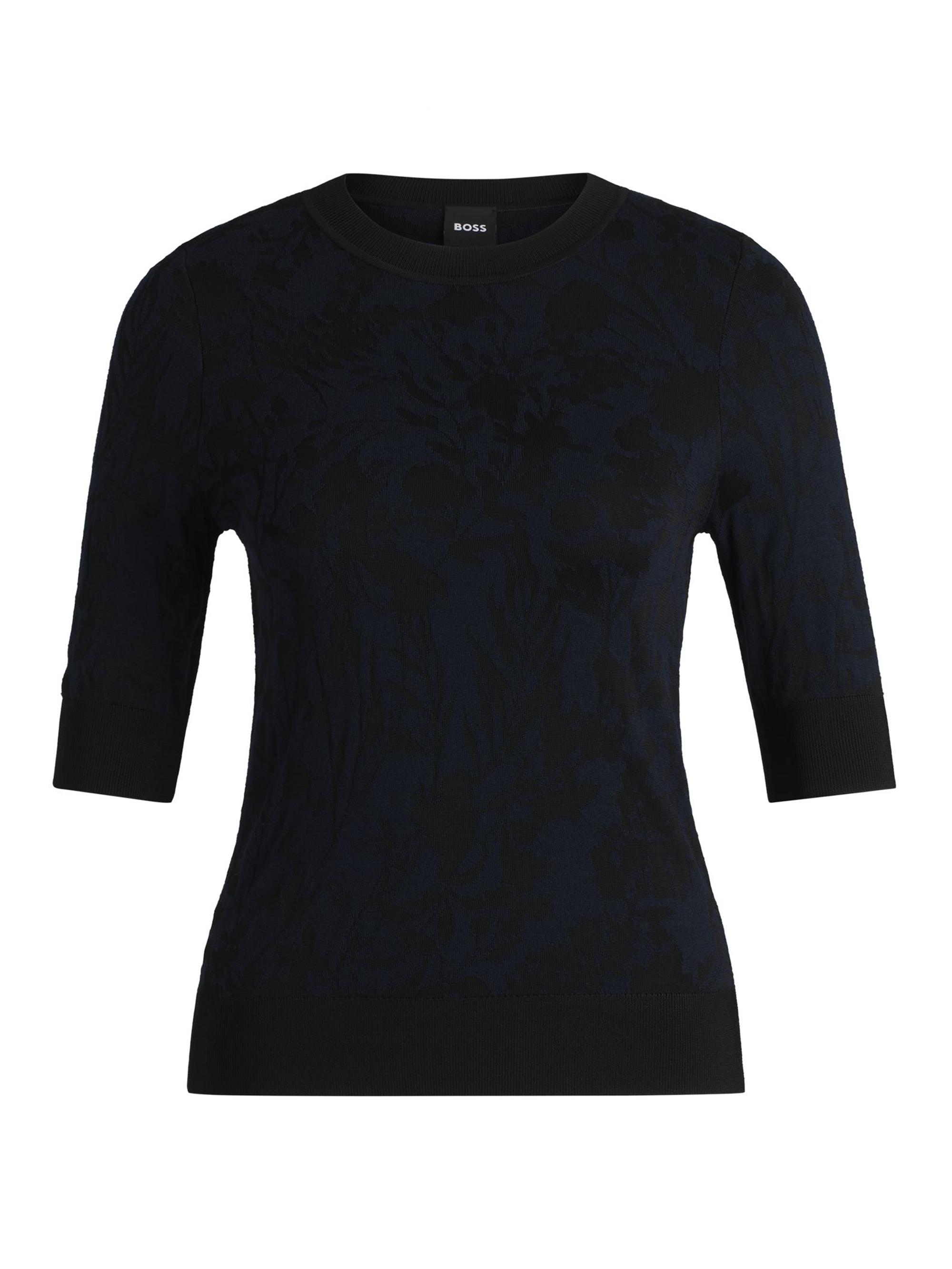 BOSS Women's Merino Wool Sweater with Jacquard Pattern