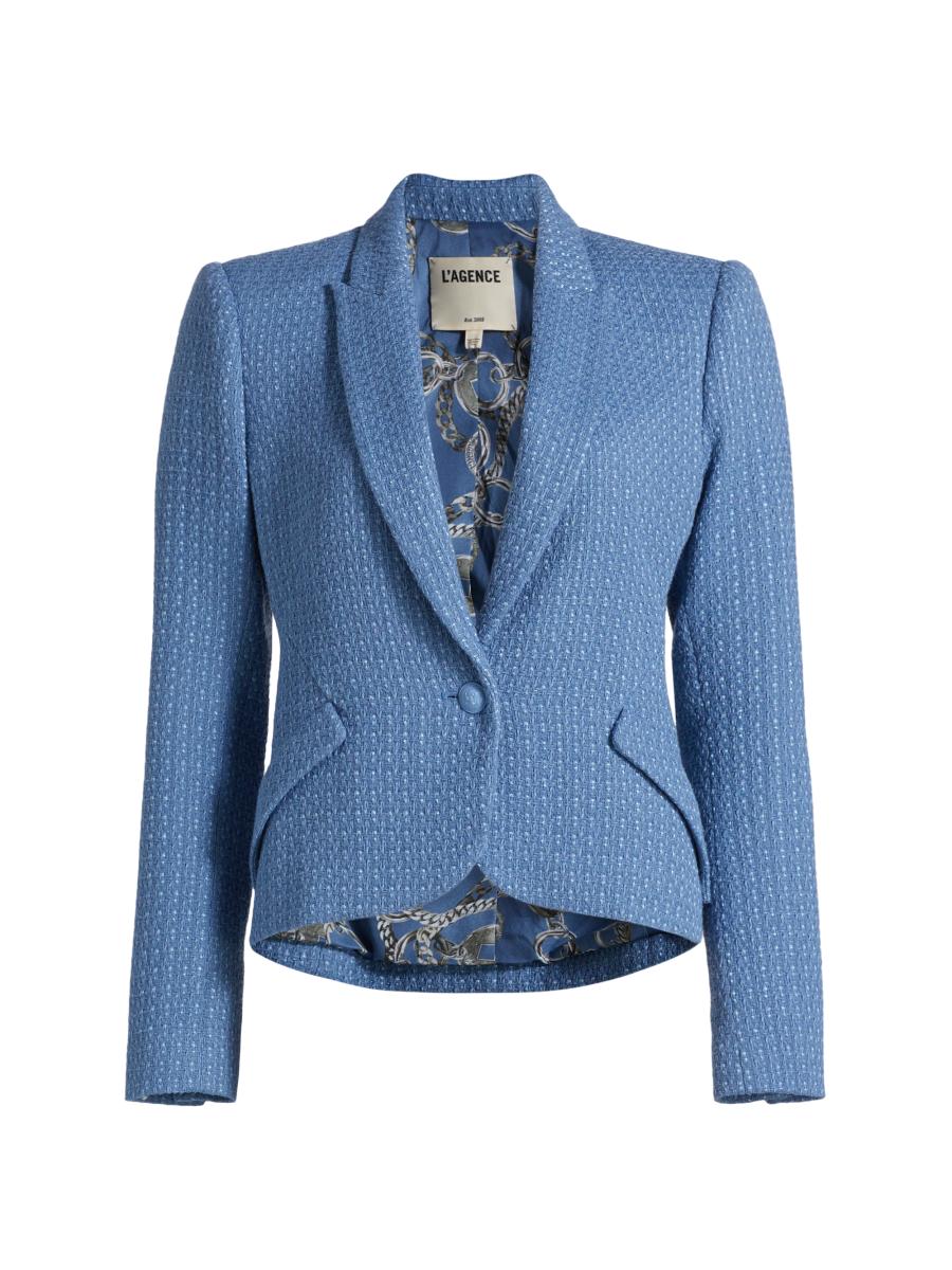 L'AGENCE Jennah Tweed Cotton-Blend One-Button Blazer | Saks Fifth
