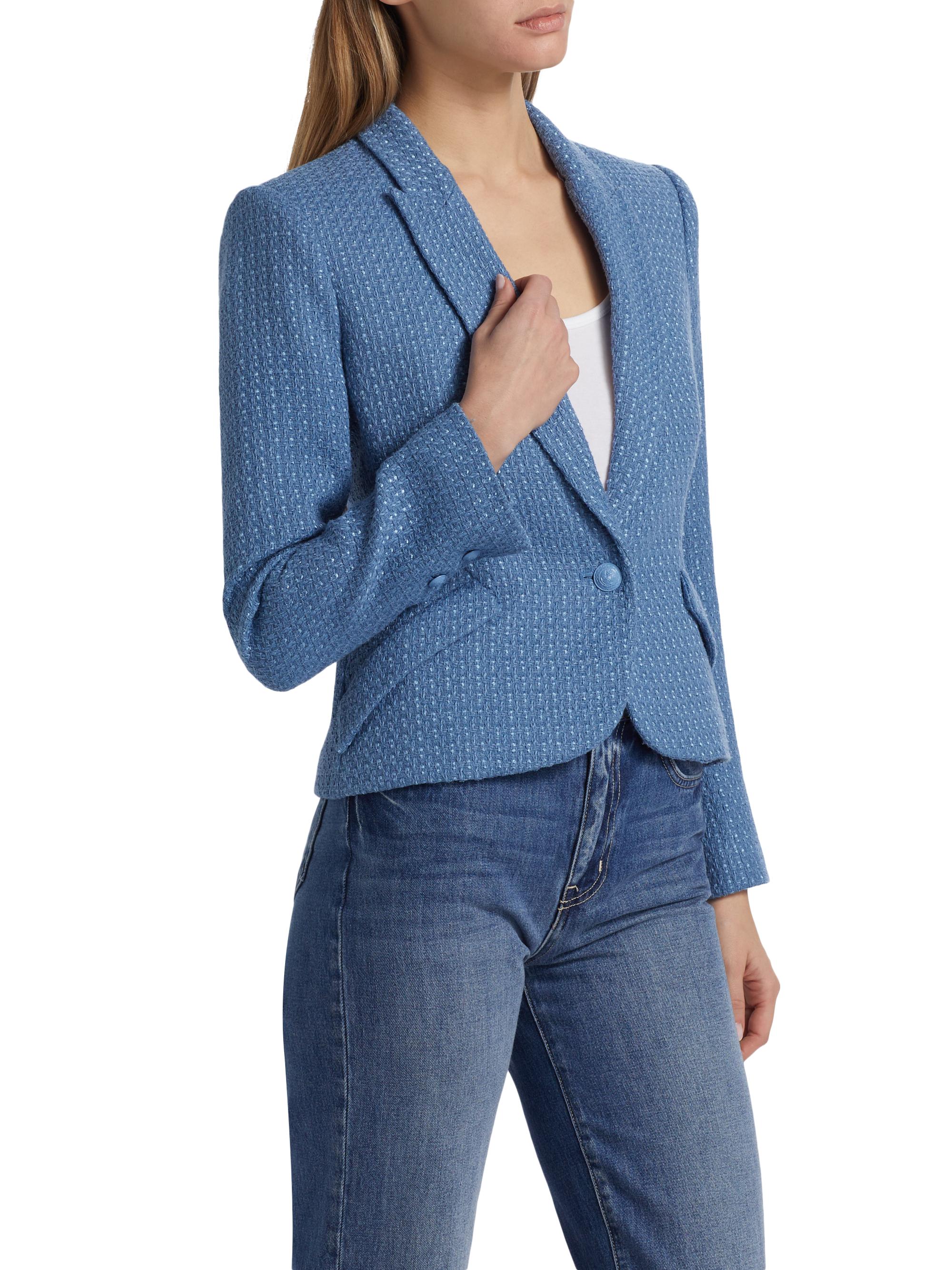 L'AGENCE Jennah Tweed Cotton-Blend One-Button Blazer | Saks Fifth