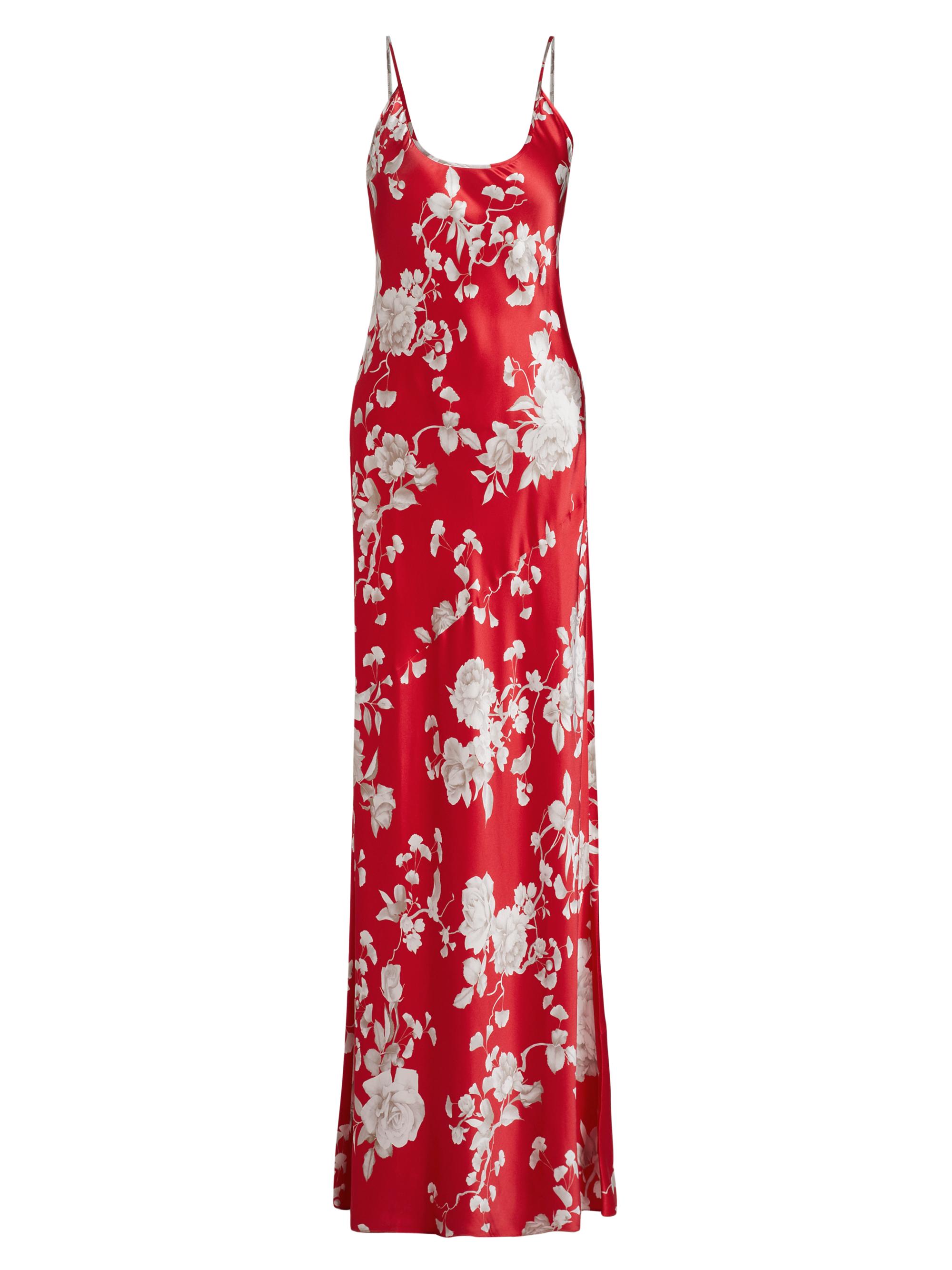 L'AGENCE Women's Charmaine Floral Silk Slip Gown - Red  Ikebana
