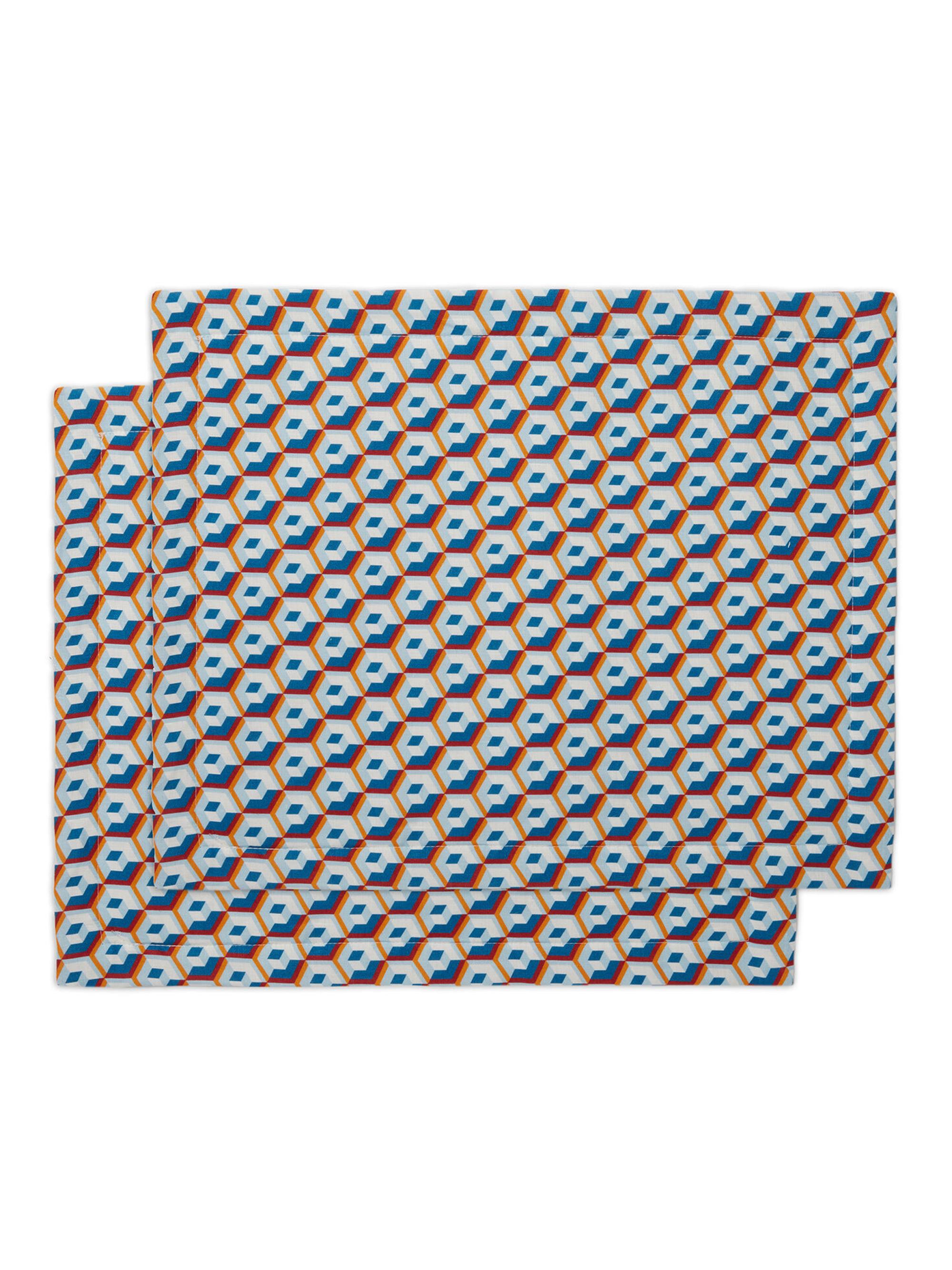 La DoubleJ Placemats Set of 2 (13.7''x 17.7'') - Cubi Blue