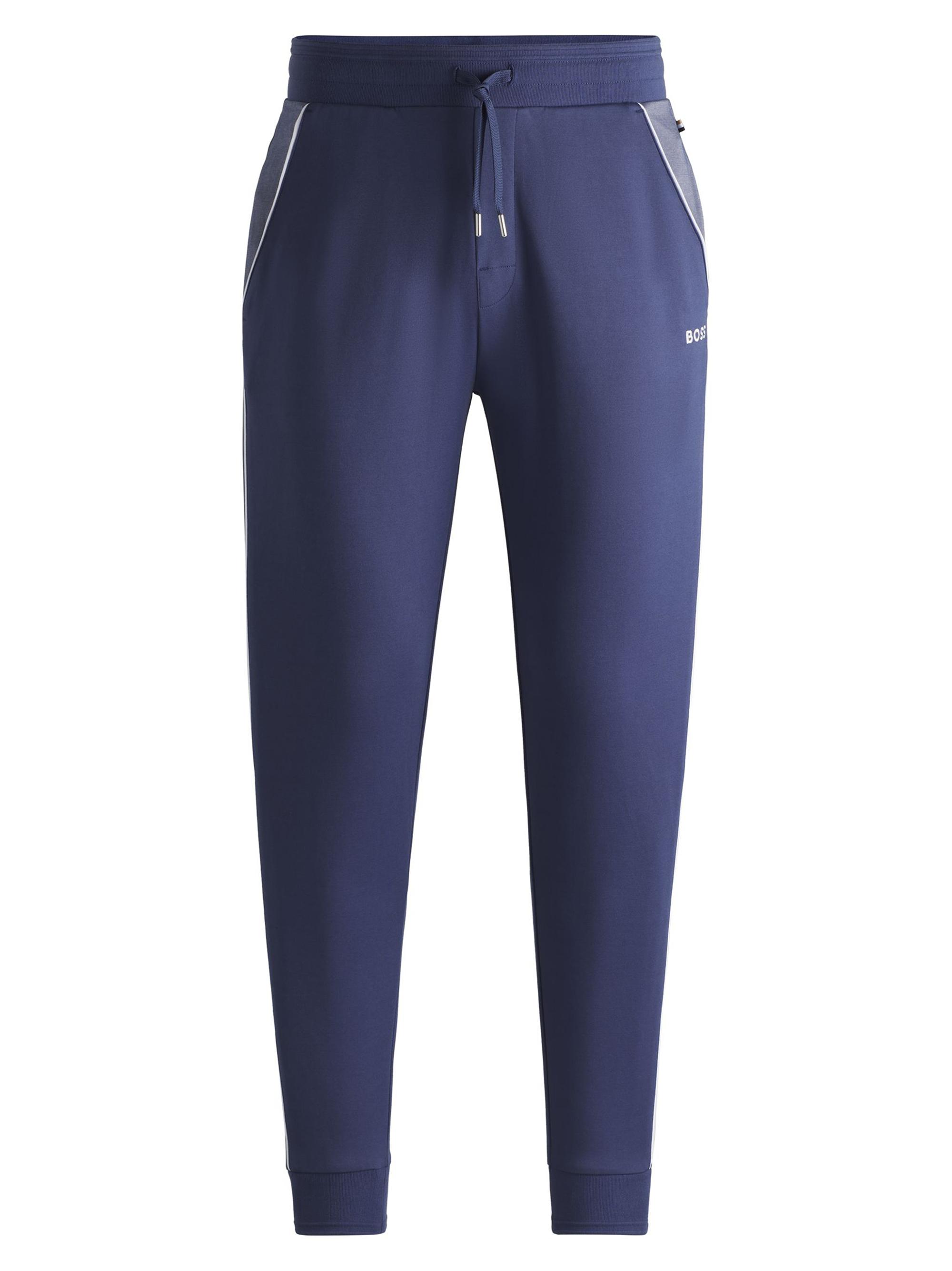 BOSS Men's Tracksuit Bottoms with Contrast Piping - Blue