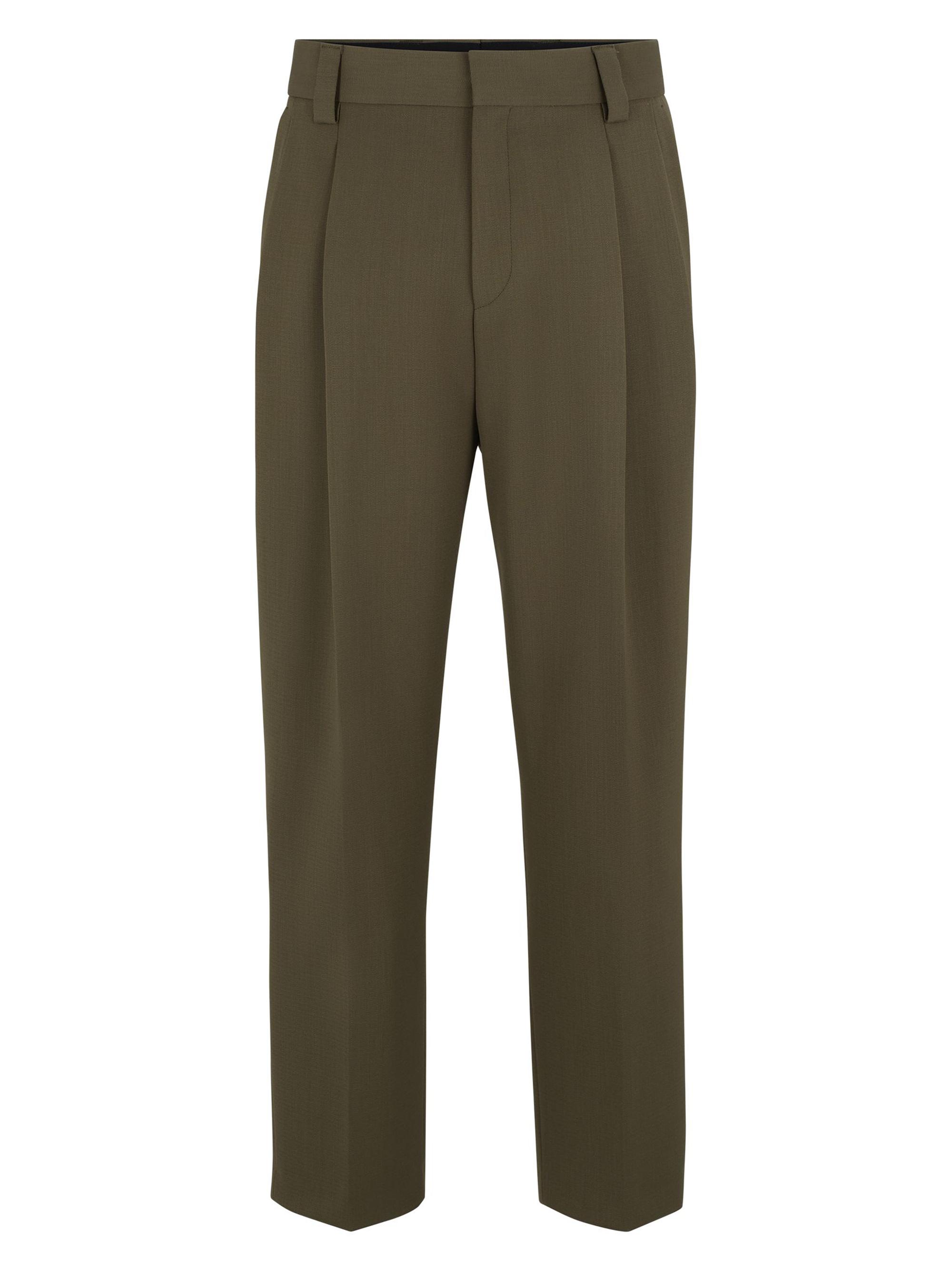 HUGO Men's Tailored Trousers in a Stretch-Wool Blend - Green