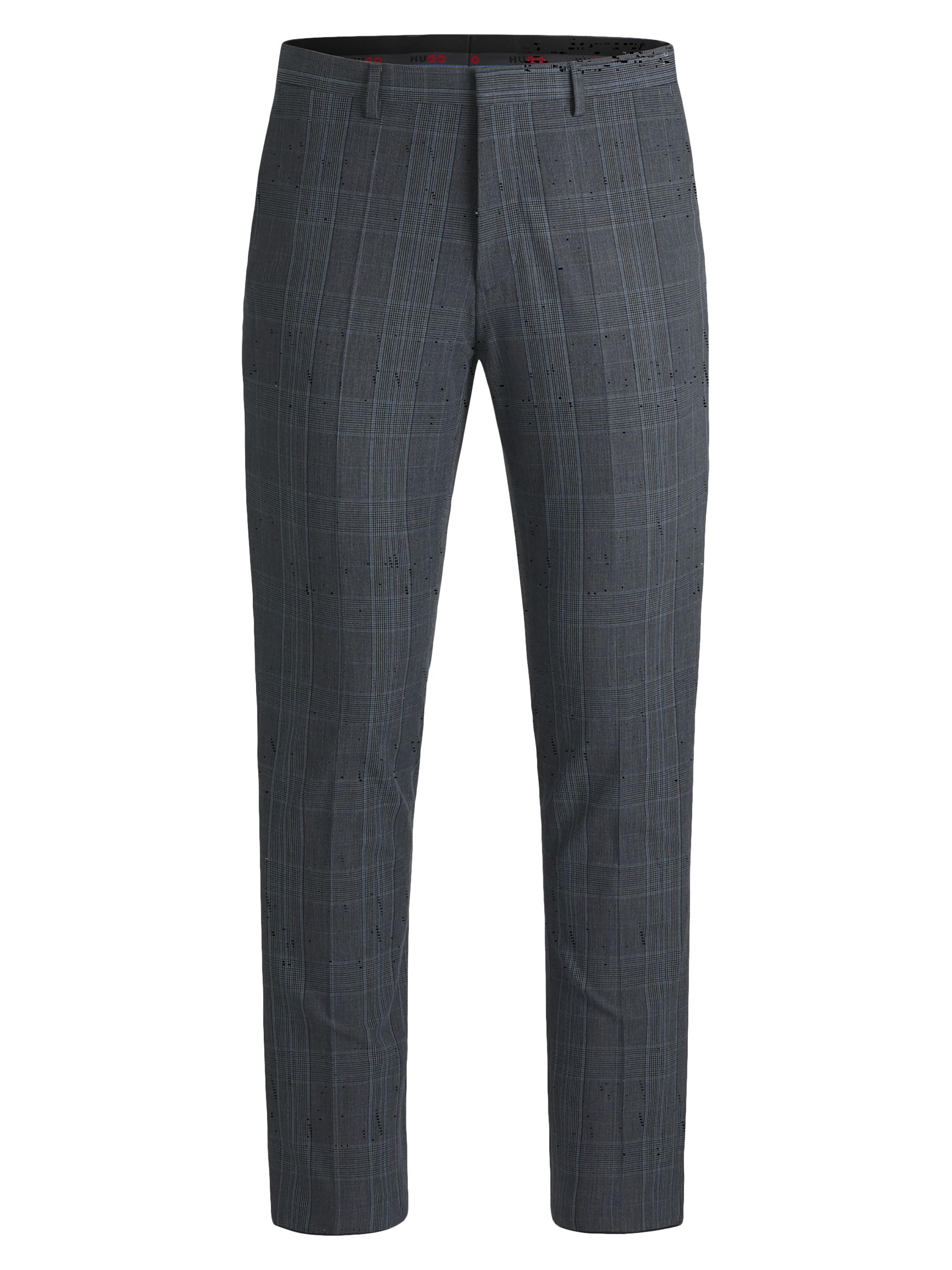 HUGO Men's Extra-Slim-Fit Trousers in Checked Stretch Fabric - Dark Blue