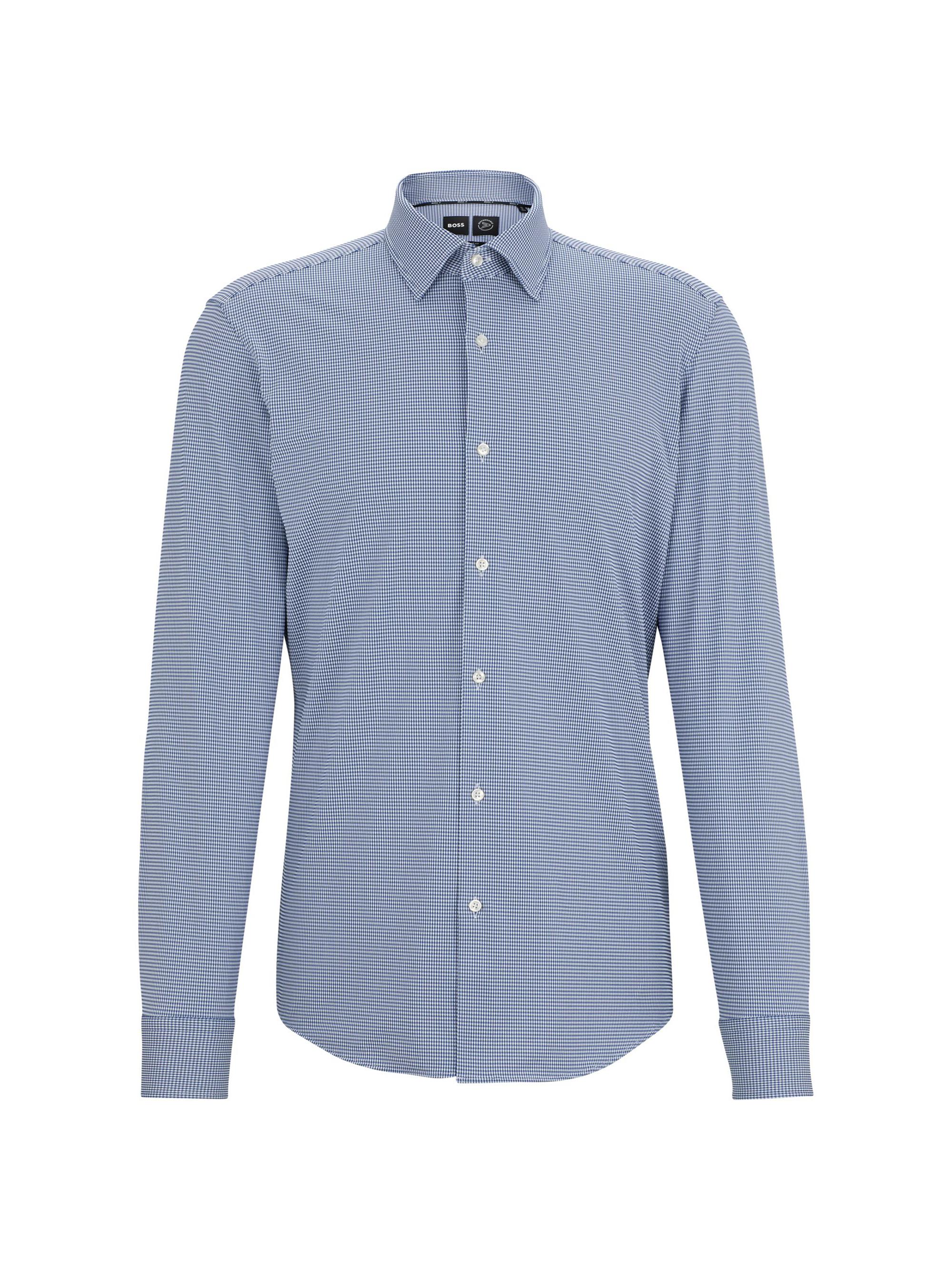 BOSS Men's Regular Fit Shirt in Structured Performance Stretch Fabric - Blue