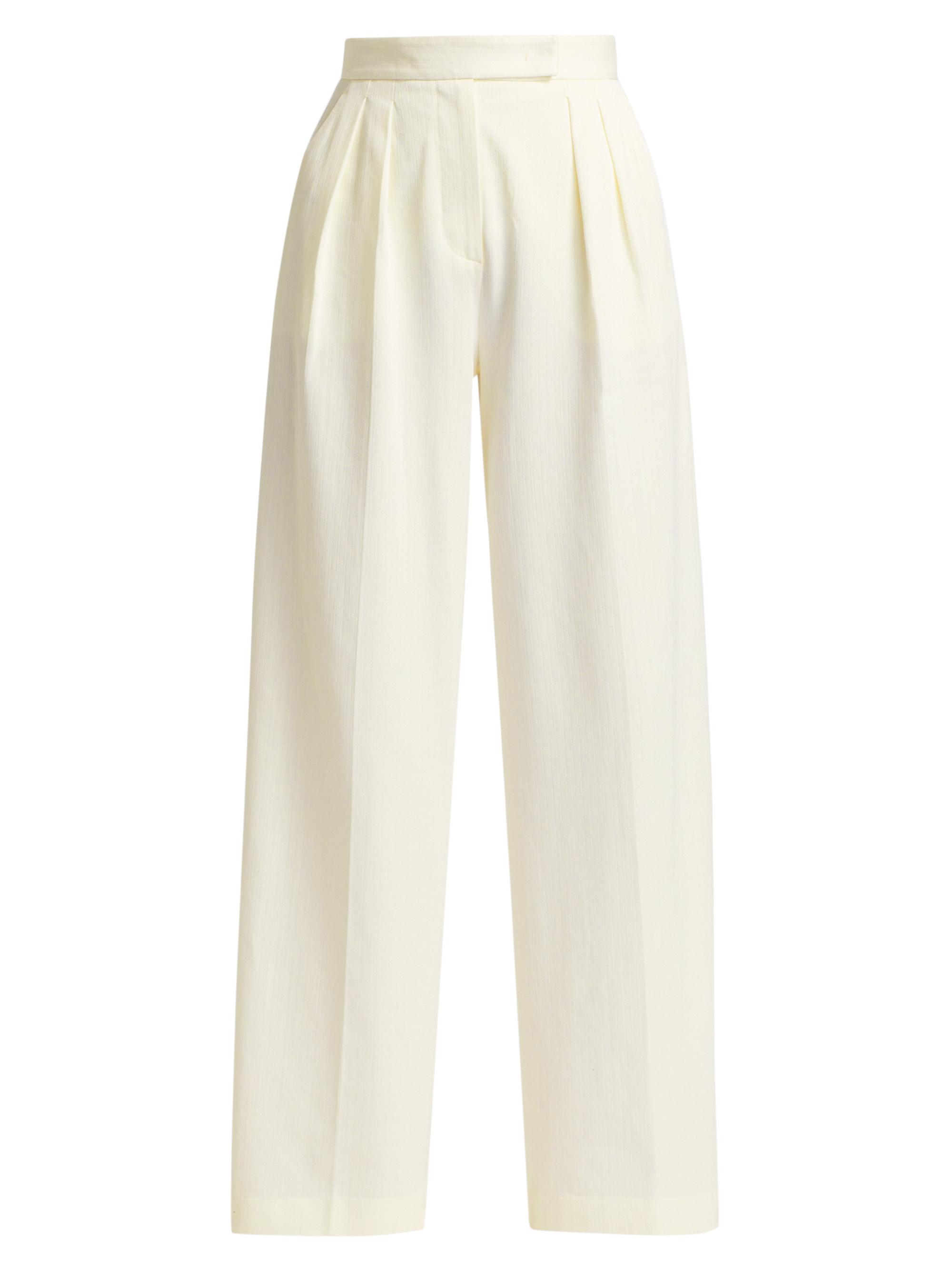 Max Mara Women's Chenzia Pleated Wide-Leg Pants - White
