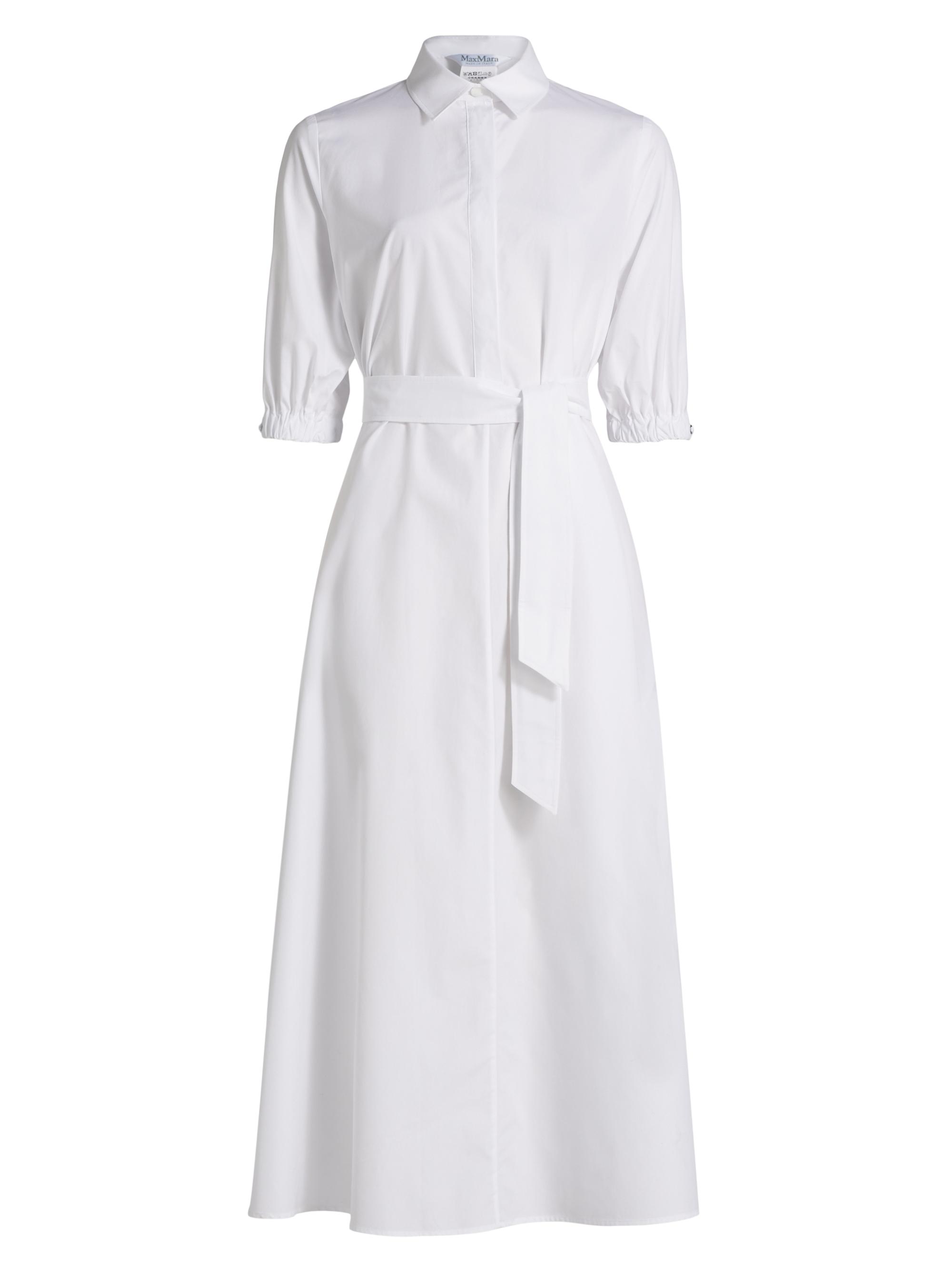 Max Mara Women's Hoyo Cotton Belted Midi-Shirtdress - Optical White