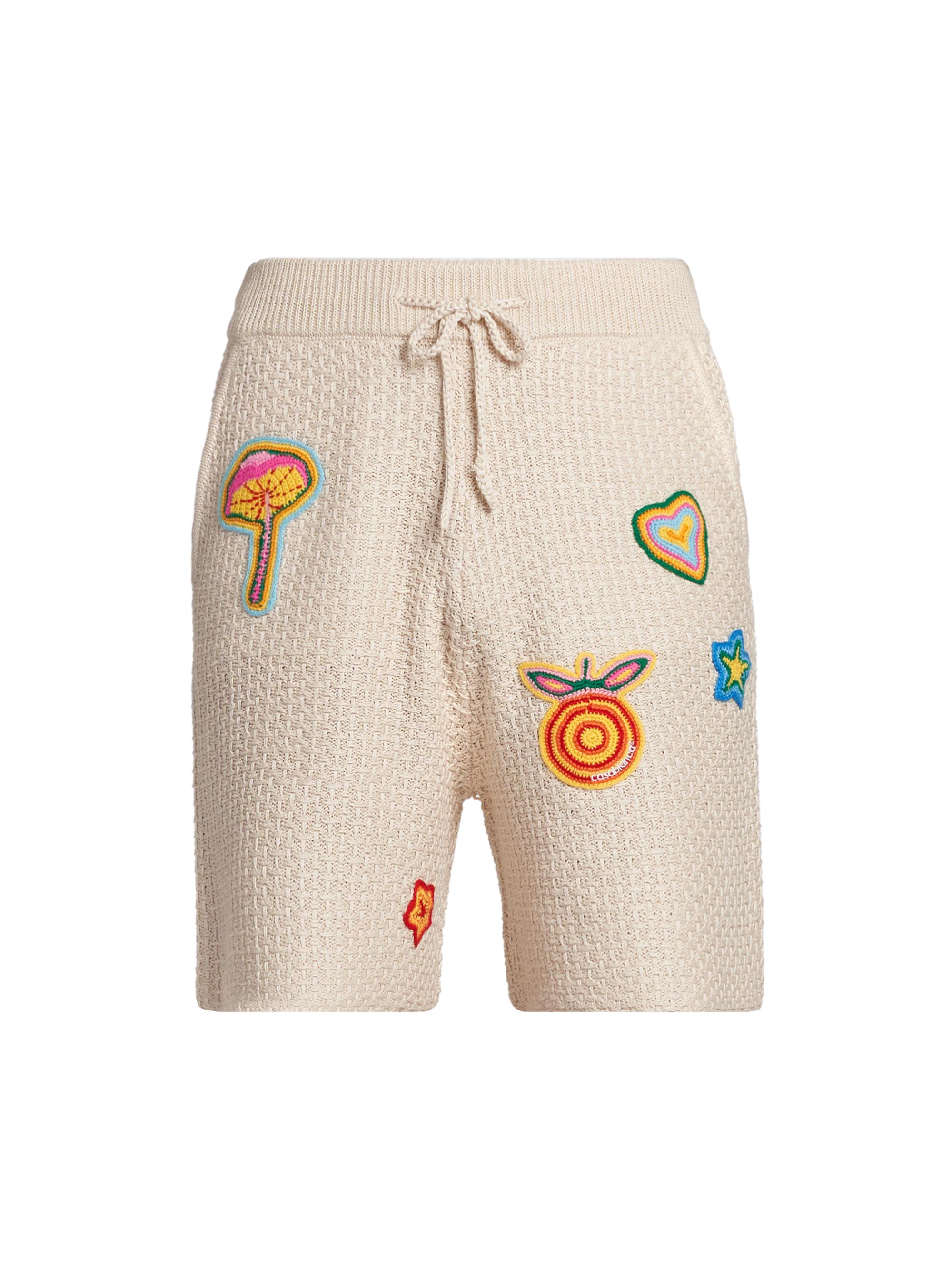 Casablanca Men's Patchwork Crochet Shorts - White