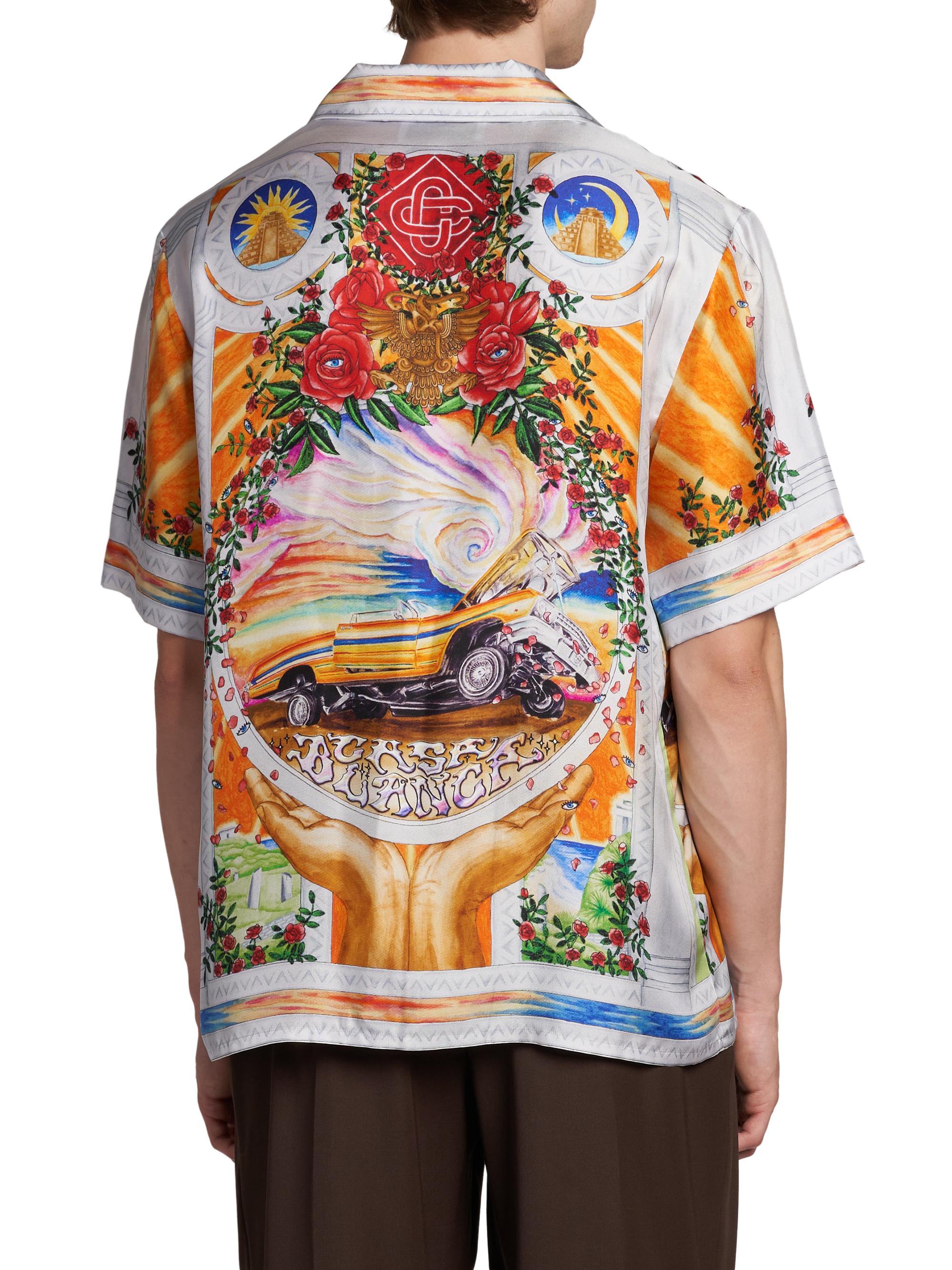 Casablanca Short-Sleeve Cuban Collar Silk Shirt | Saks Fifth Avenue