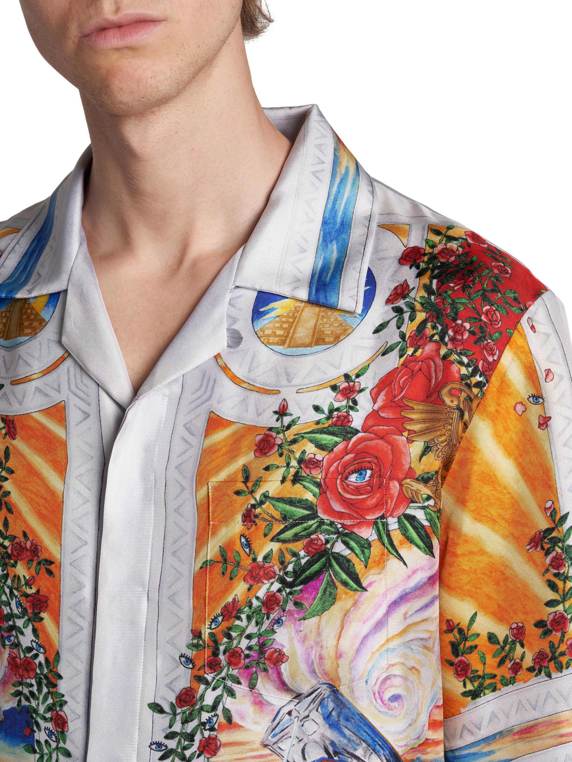 Casablanca Short-Sleeve Cuban Collar Silk Shirt | Saks Fifth Avenue