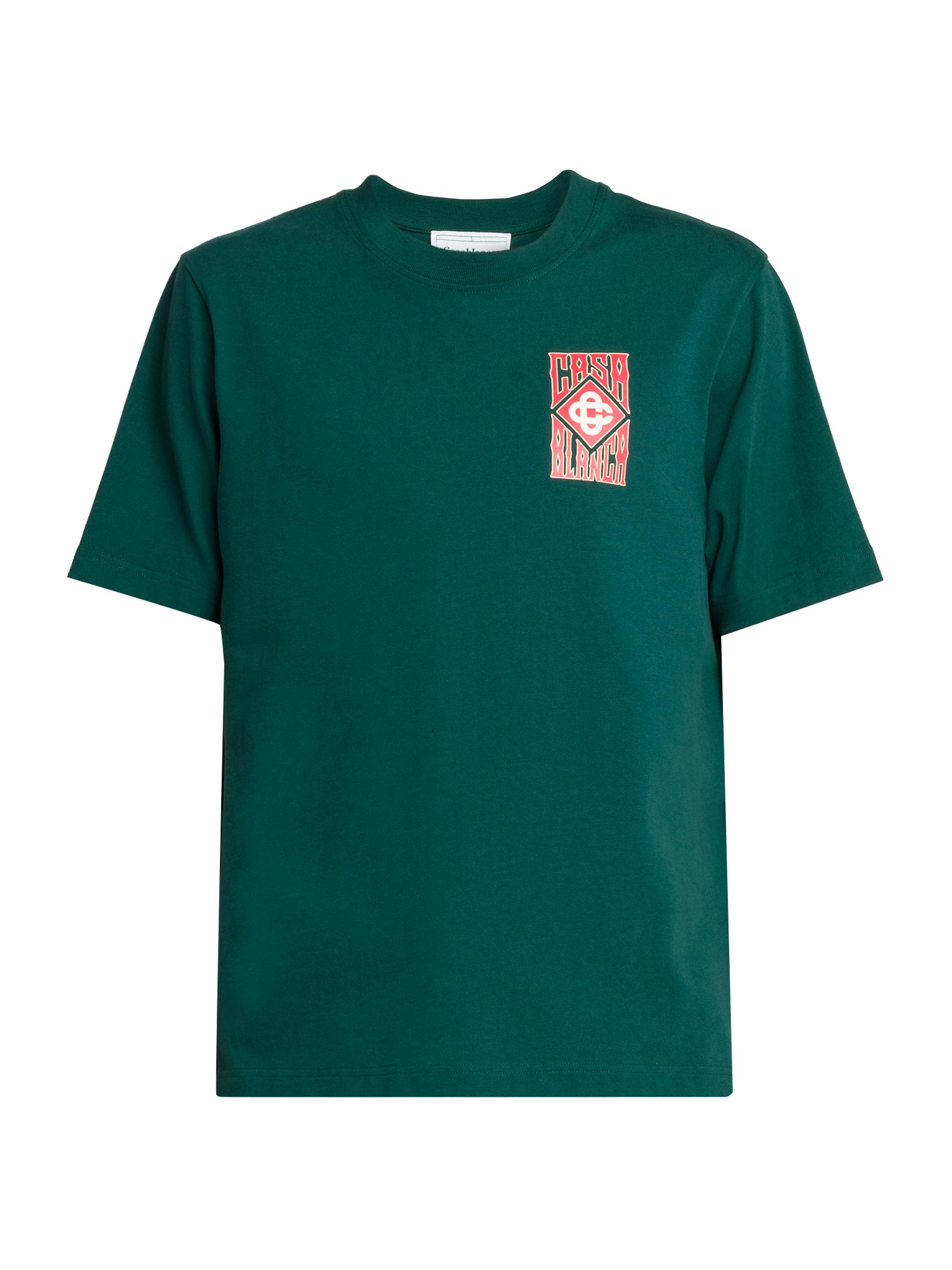 【関税込み】Casablanca グリーン Gothic Logo Tシャツ 0400022374224_GOTHICSTACKEDLOG