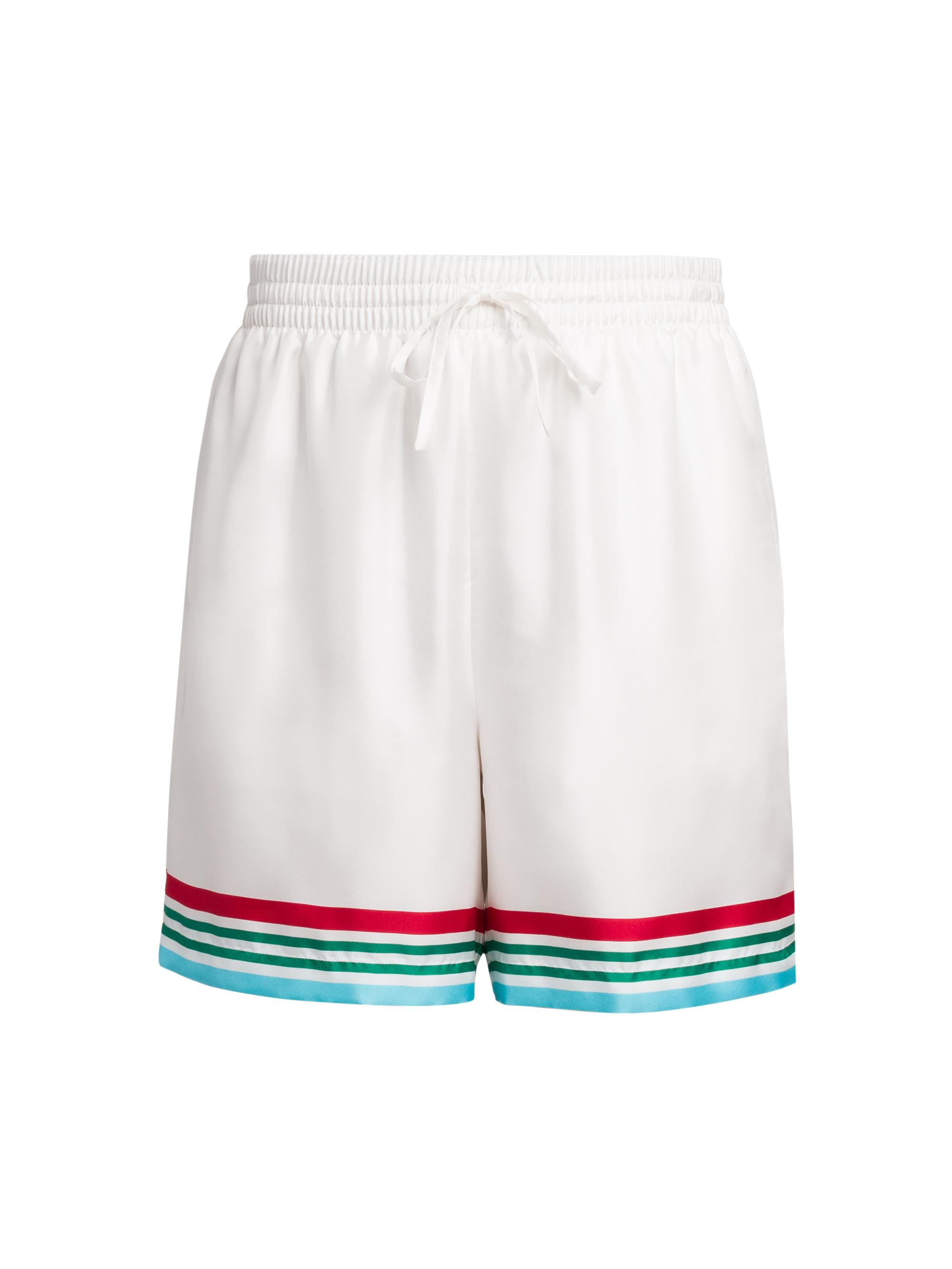 Casablanca Men's Striped Silk Drawstring Track Shorts - Casa Way World Series