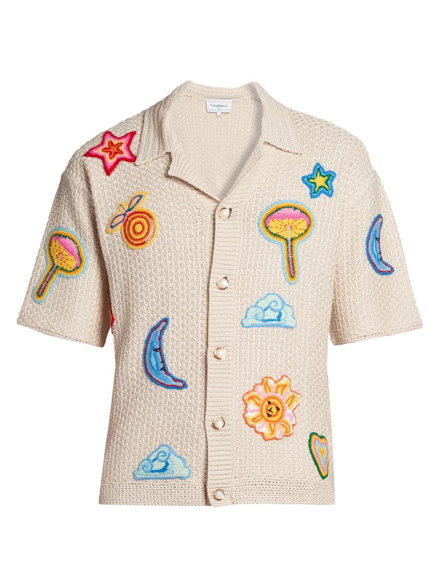Casablanca Patch Crochet Short-Sleeve Shirt | Saks Fifth Avenue
