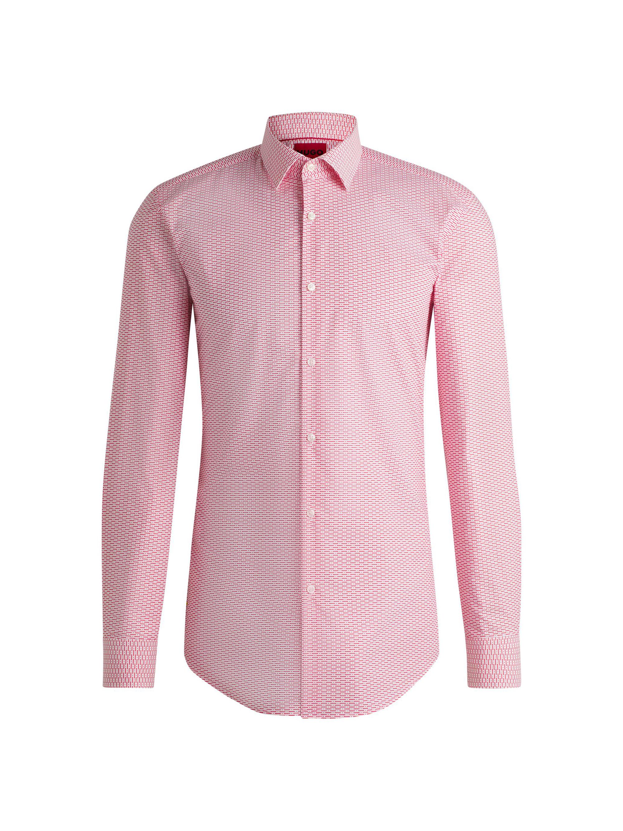 HUGO Men's Slim Fit Shirt in Printed Cotton - Light Pink