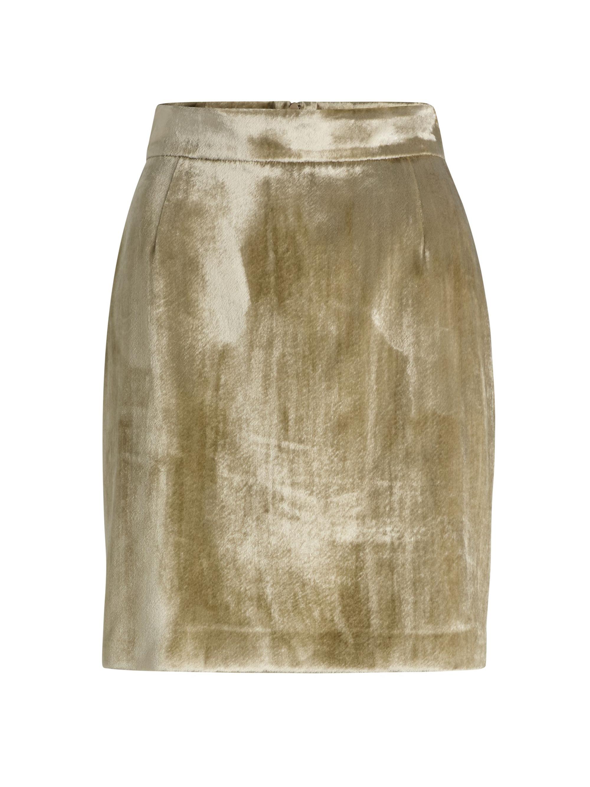 BOSS Women's Mini Skirt in Plush Velvet with Smooth Lining - Beige
