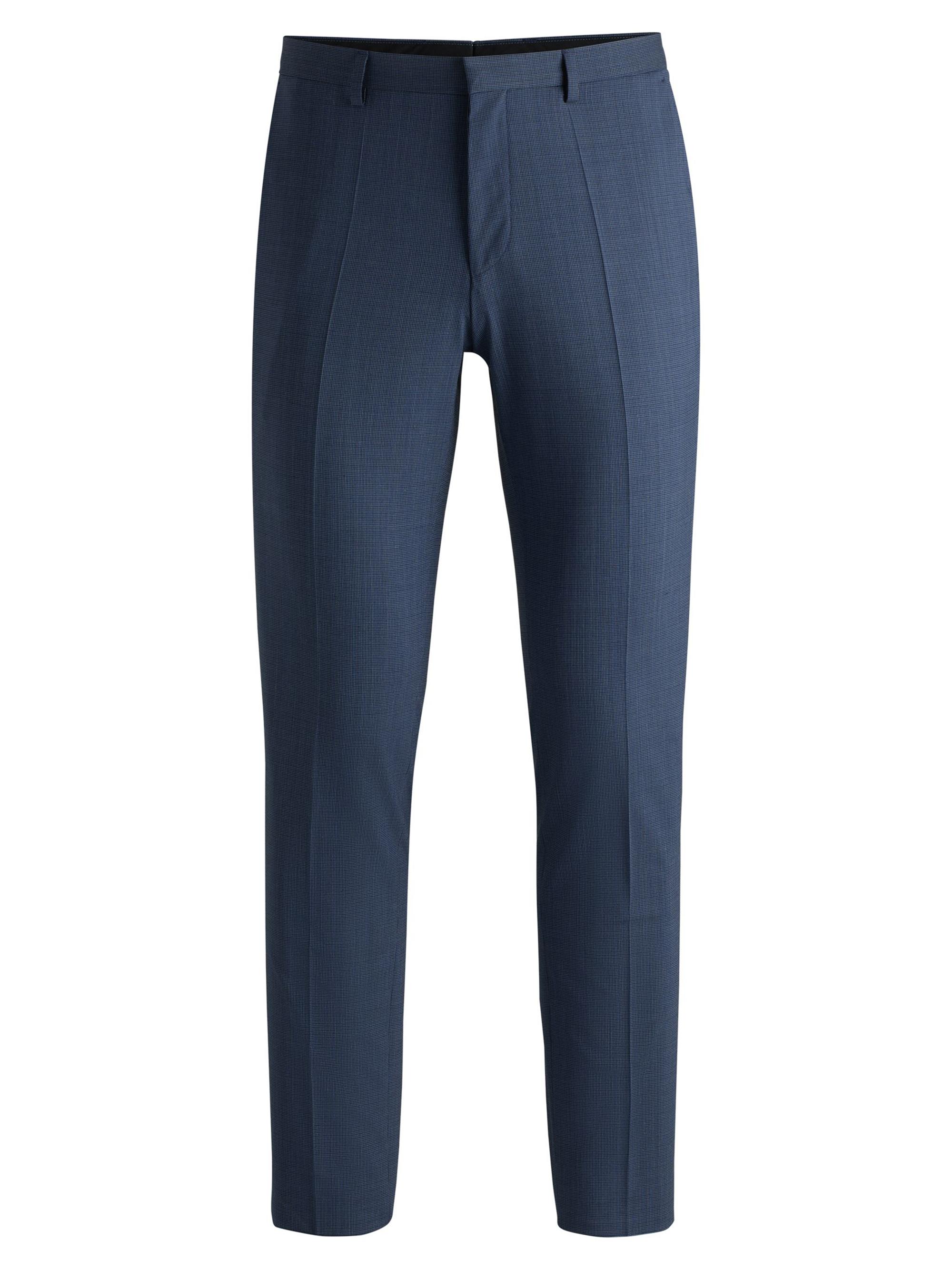 HUGO Men's Extra Slim Fit Trousers in Houndstooth Stretch Cloth - Blue