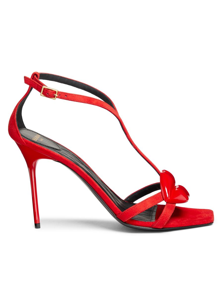 Balmain Lips 95MM Suede Sandals | Saks Fifth Avenue