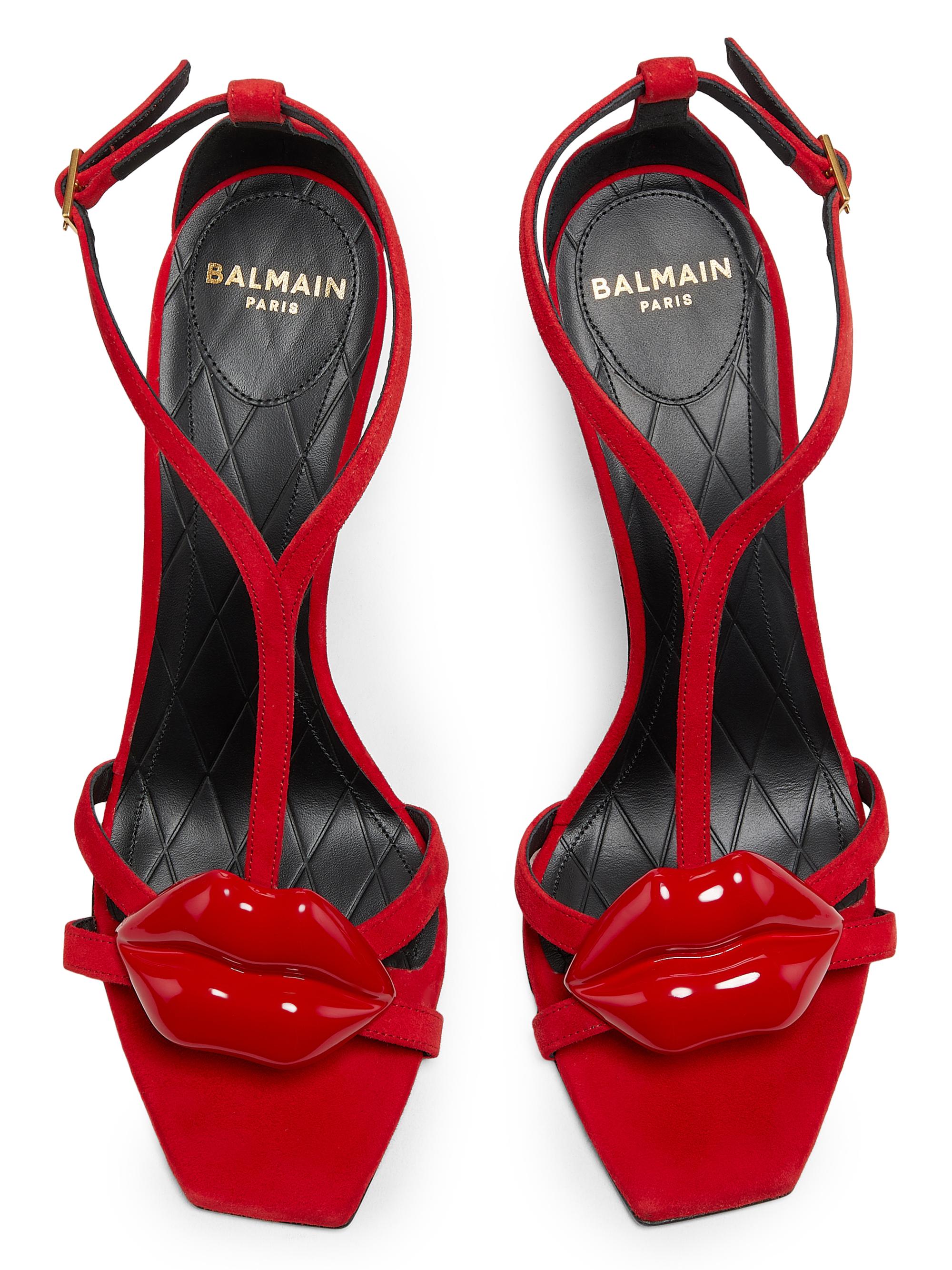 Balmain Lips 95MM Suede Sandals | Saks Fifth Avenue