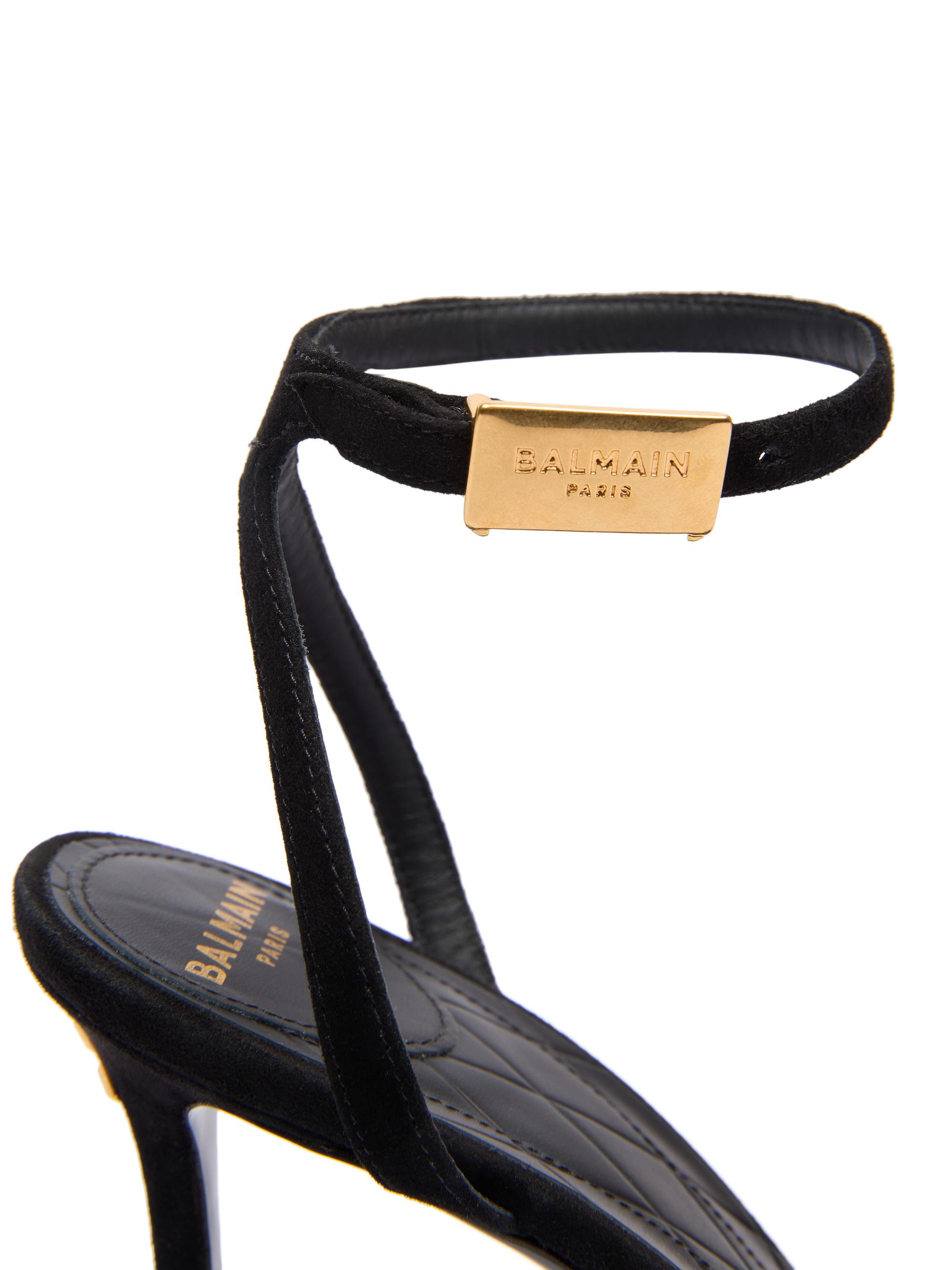 新品【BALMAIN】 オープントゥ レースアップ サンダル Balmain 95MM Embellished Suede Sandals | Saks Fifth Avenue