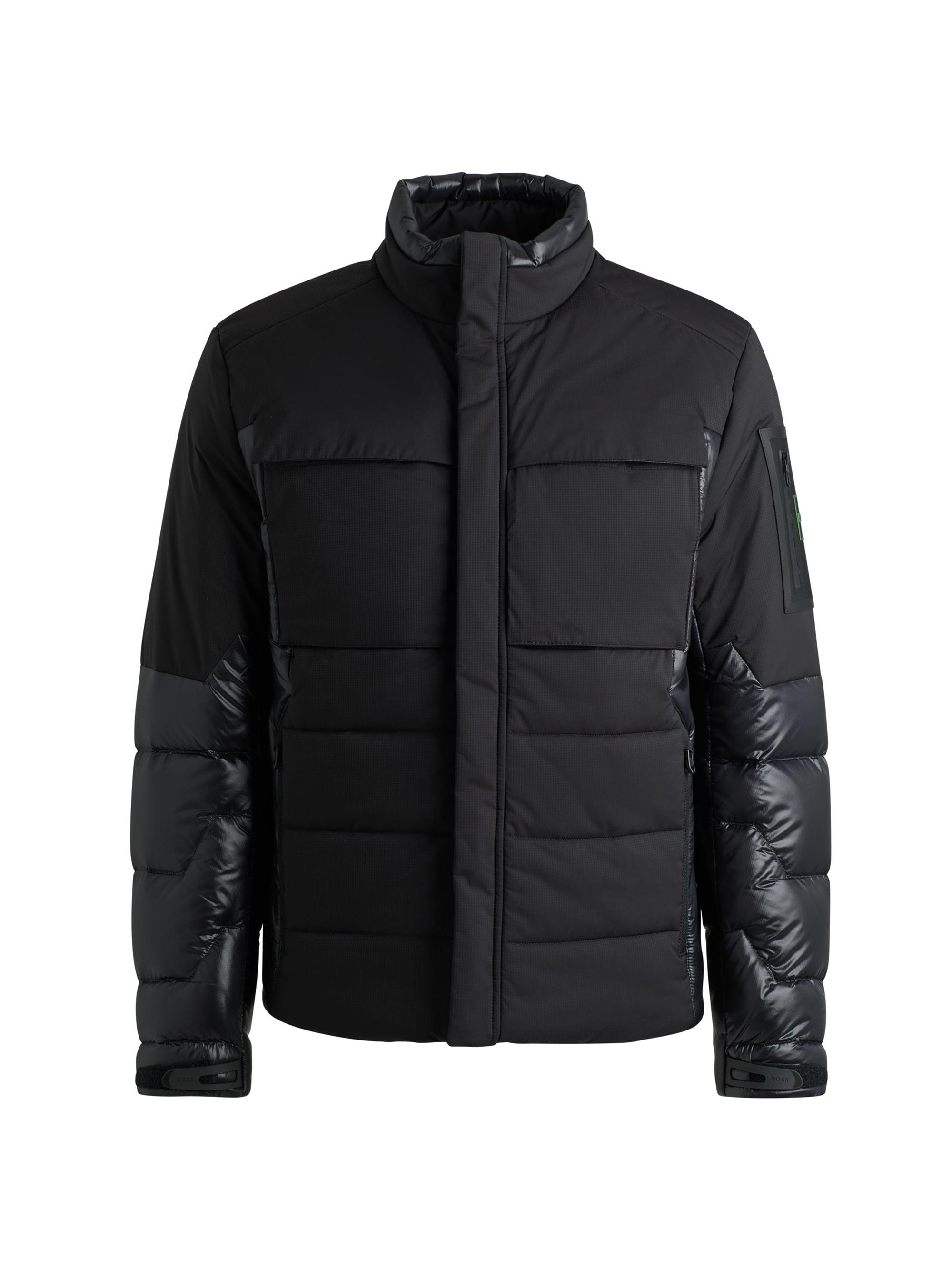 BOSS Men's Mixed Material Jacket with Down Filling - Black