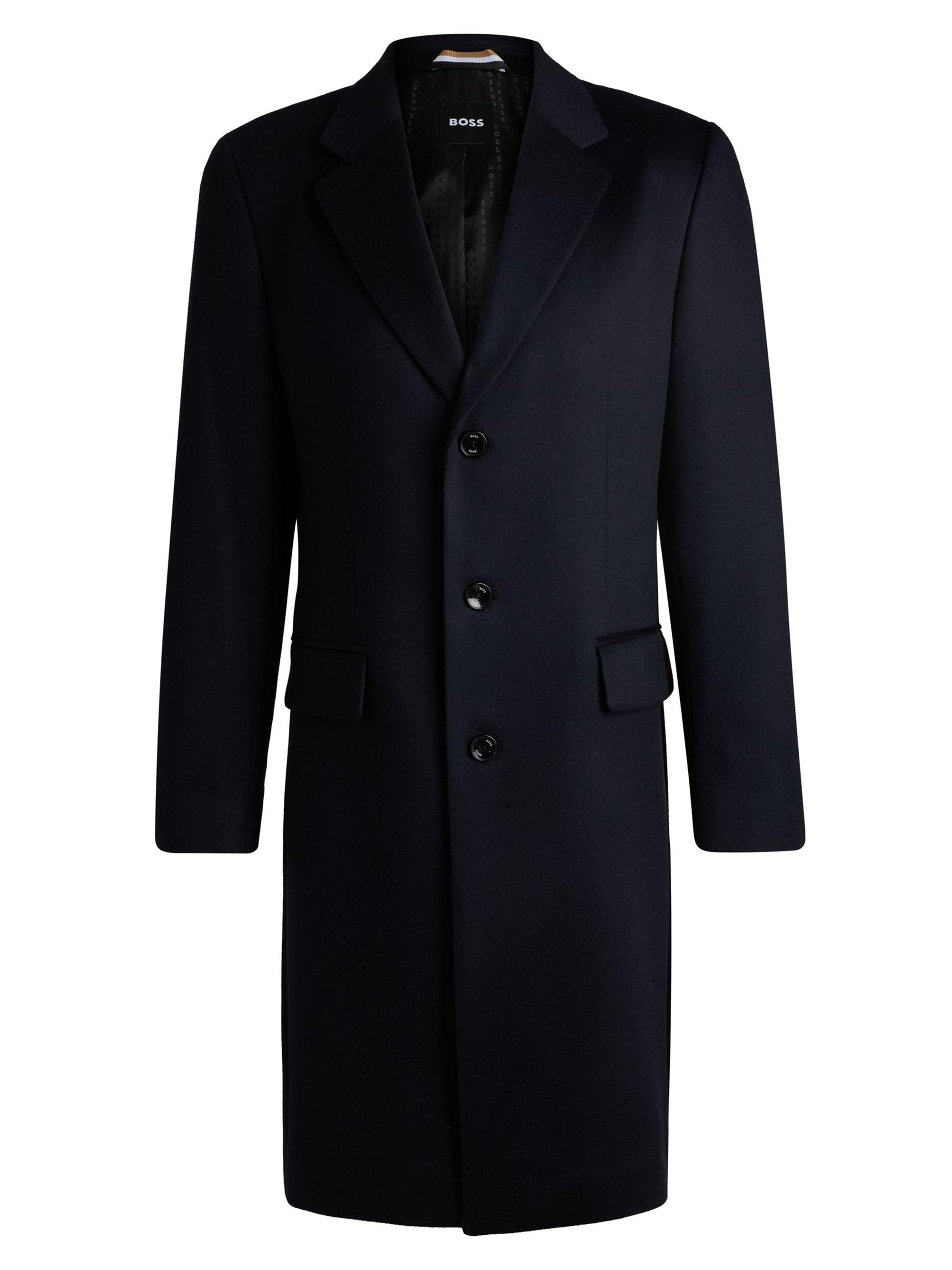 BOSS Men's Slim-Fit Coat in Cashmere - Dark Blue