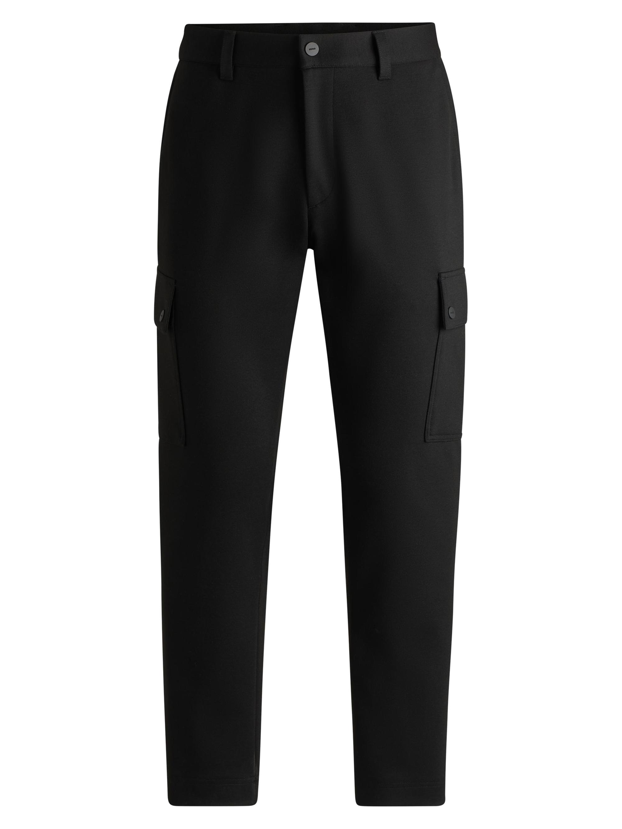 HUGO Men's Cargo Trousers in Performance Stretch Jersey - Black