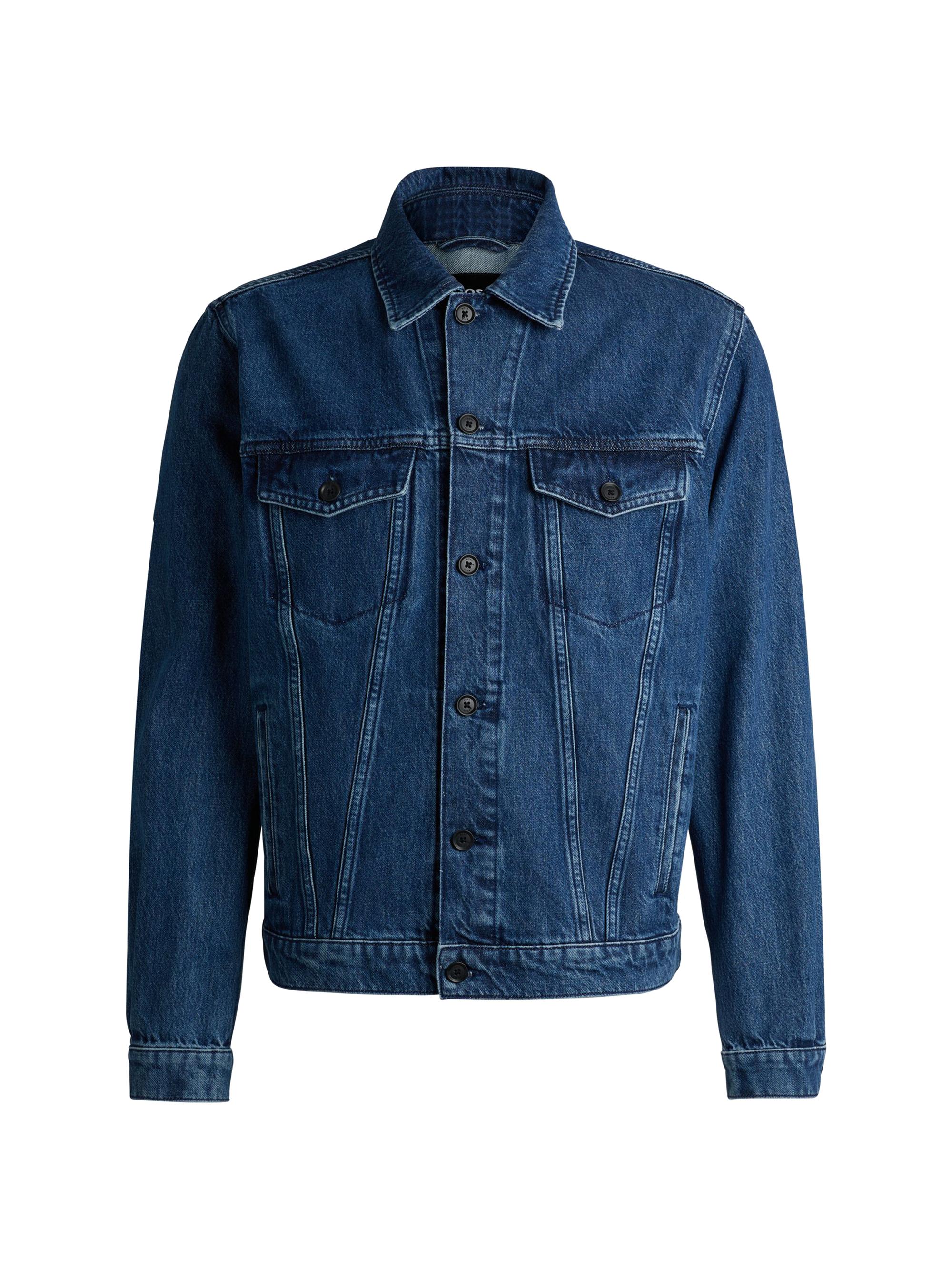 BOSS Men's Regular-Fit Jacket in Rigid Denim - Blue