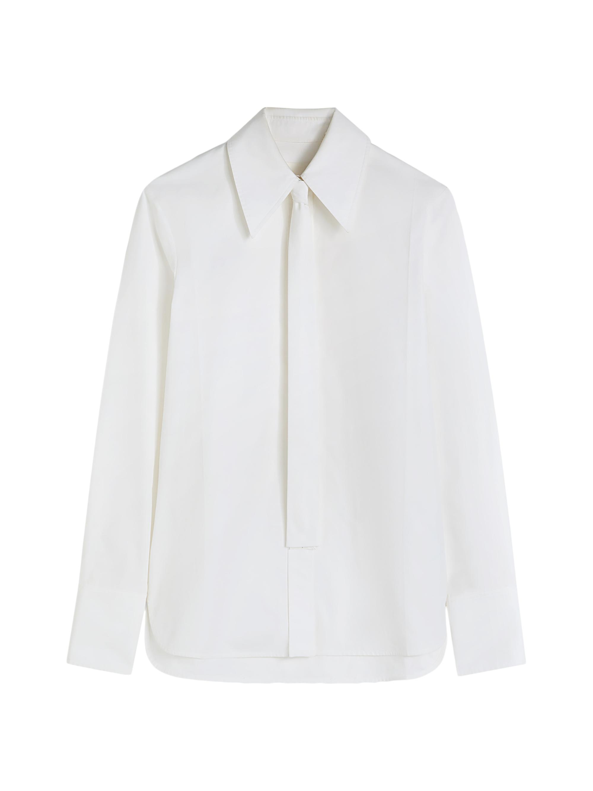 Jil Sander Women's Tie-Neck Cotton Shirt - Optic White
