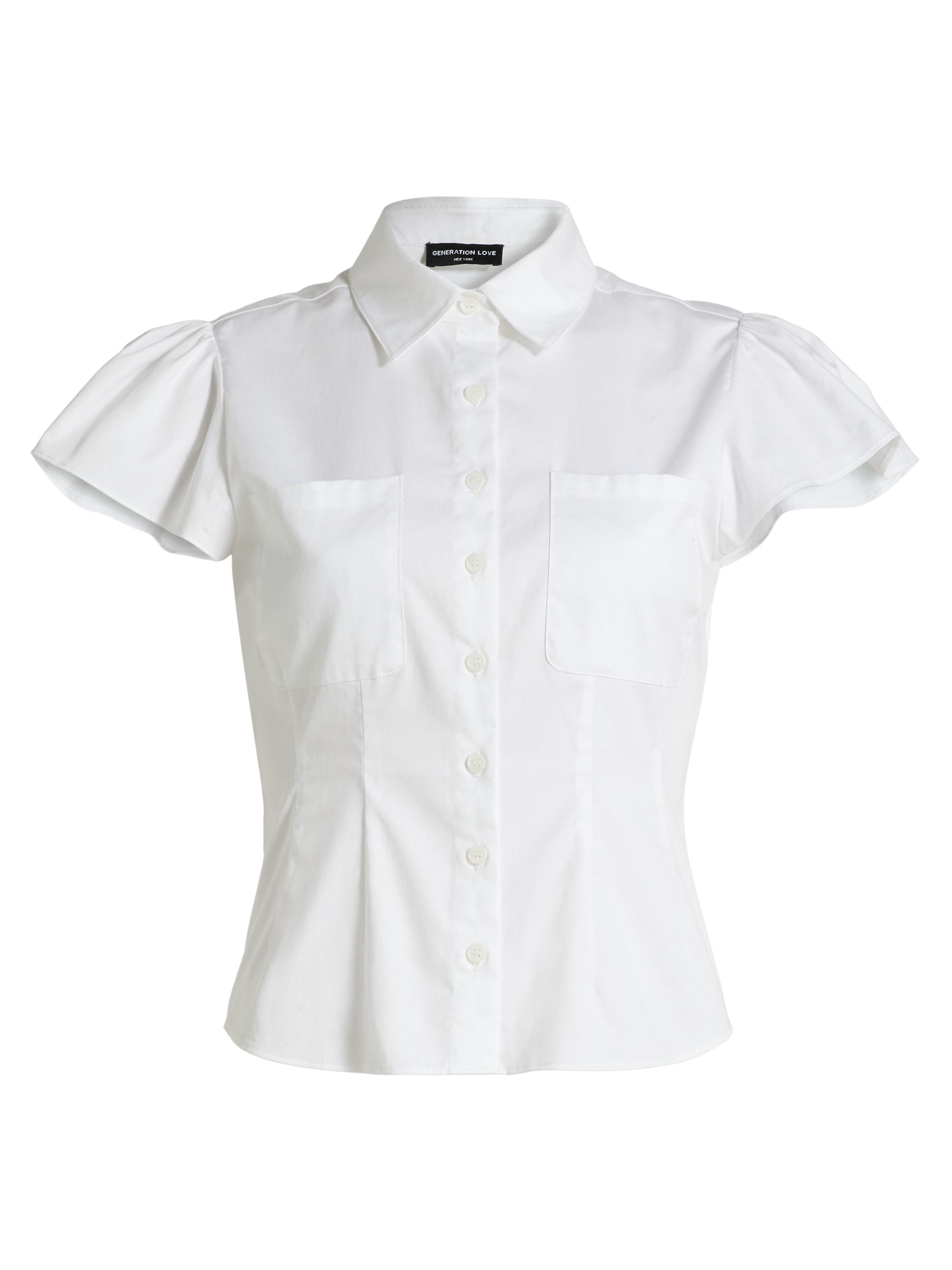 Generation Love Women's Francesca Poplin Cap-Sleeve Shirt - White