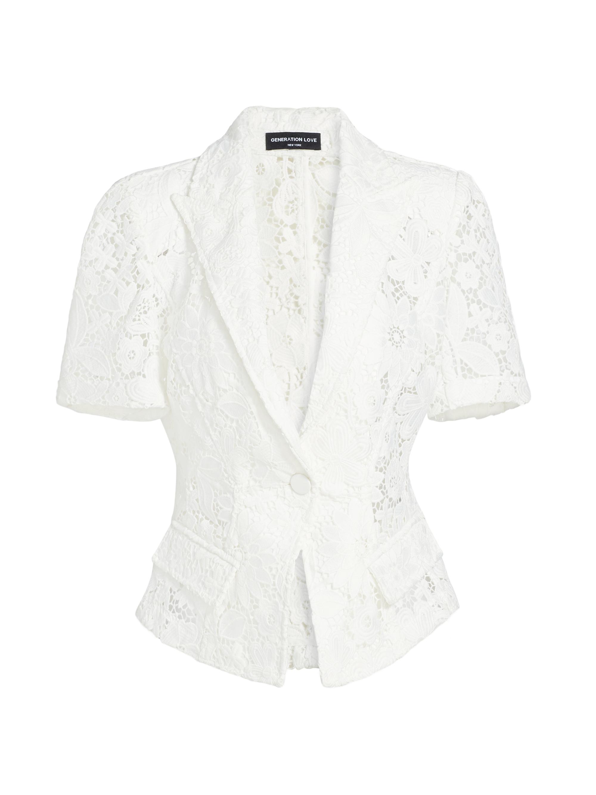 Generation Love Women's Melbourne Floral Guipure Lace Blazer - White