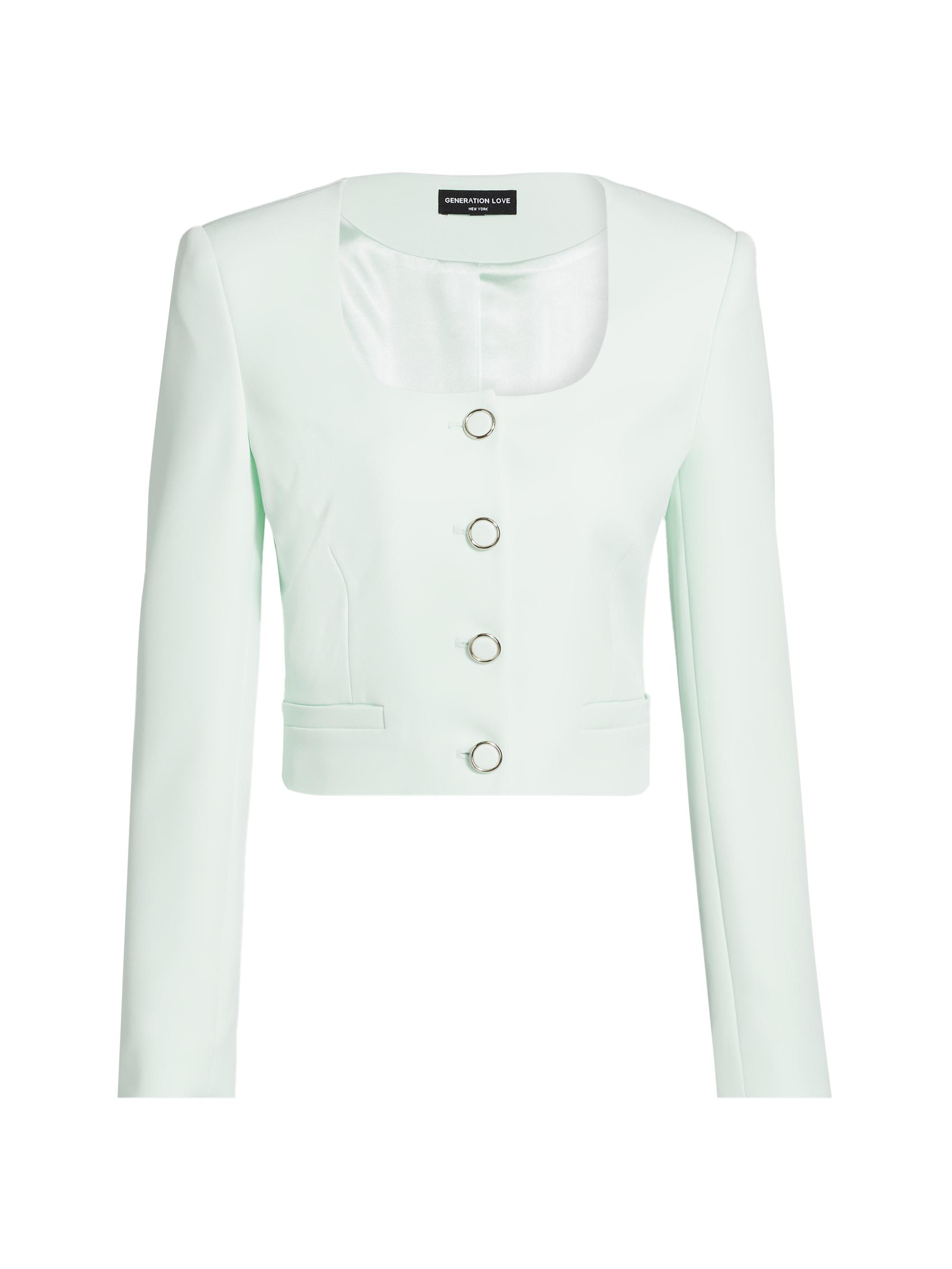 Derek Lam 10 Crosby Juliette Mixed-Button Cropped Jacket | Saks