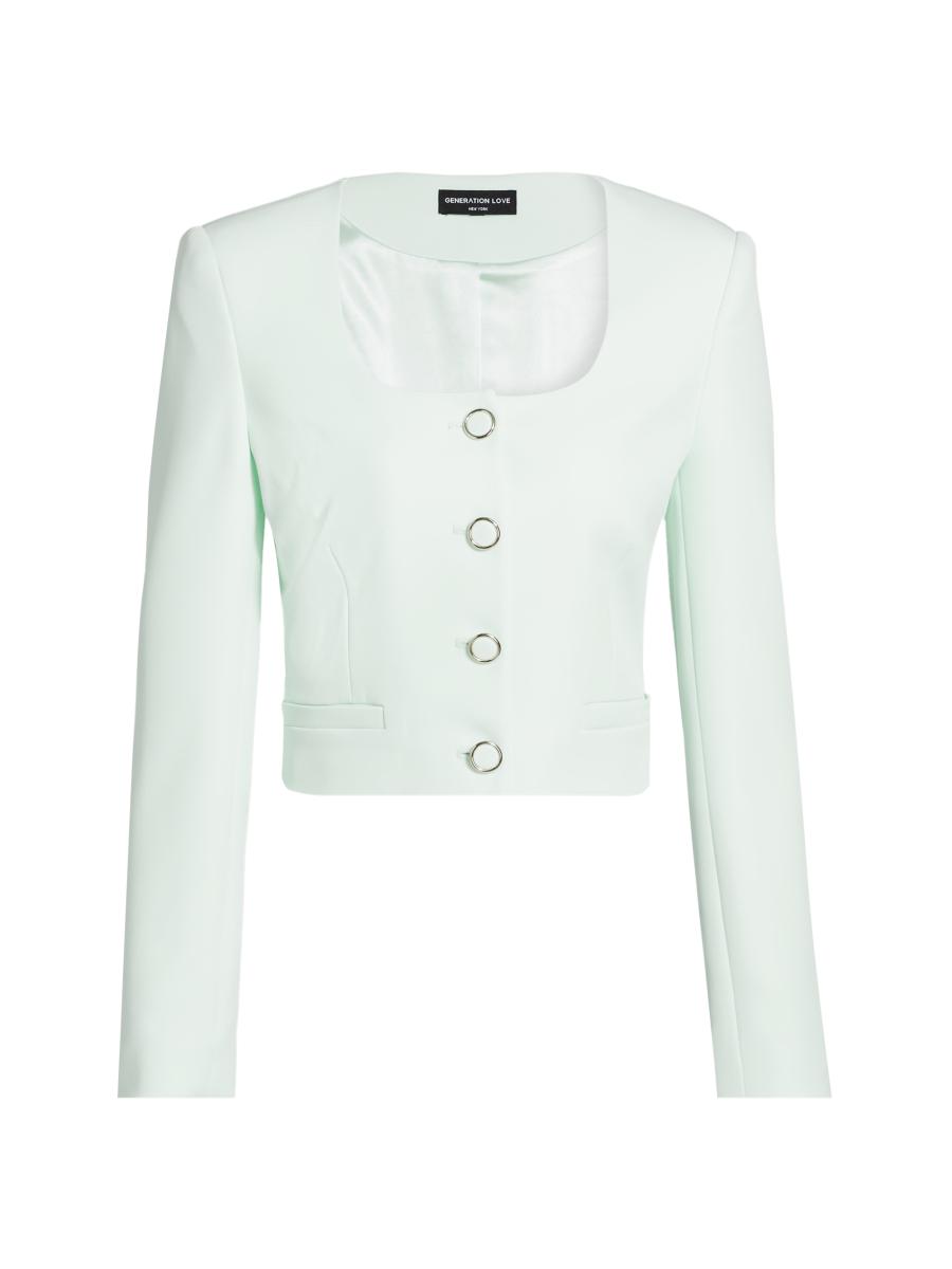 Generation Love Women's Jina Stretch-crepe Crop Blazer In Green