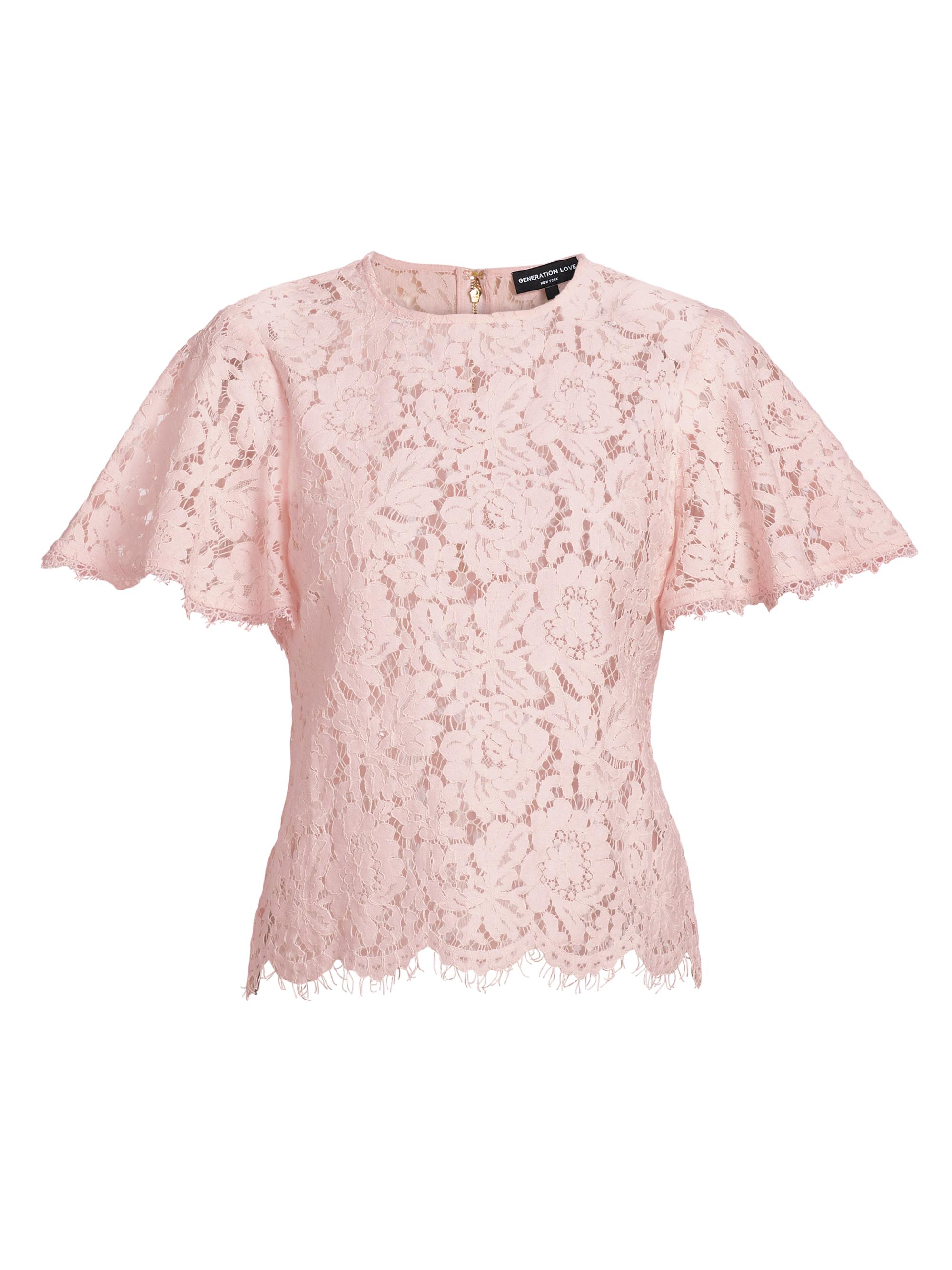 Generation Love Women's Cyndi Lace Flutter-Sleeve Top - Petal Pink