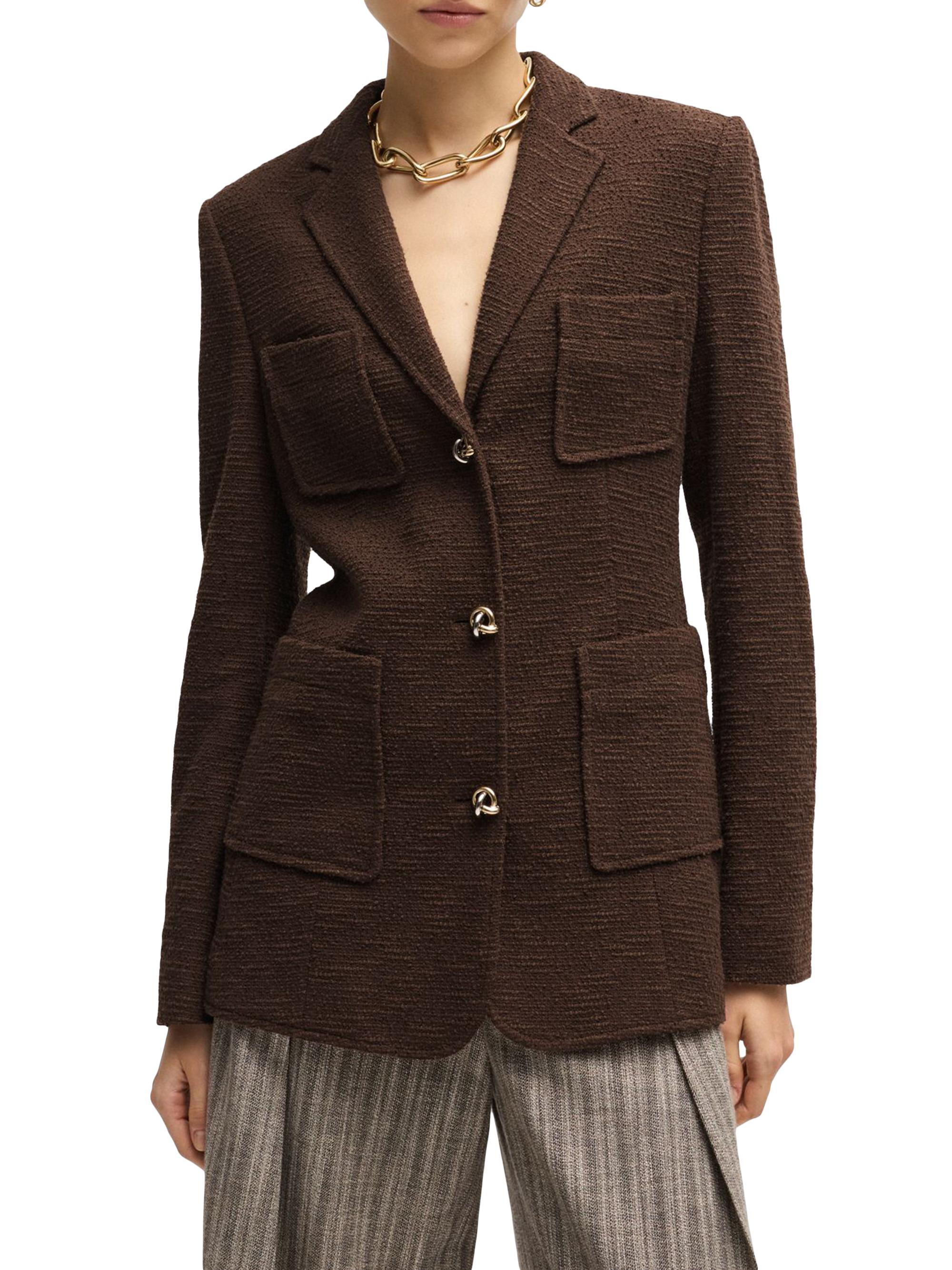 BOSS Women's Slim-Fit Jacket in Tweed - Brown