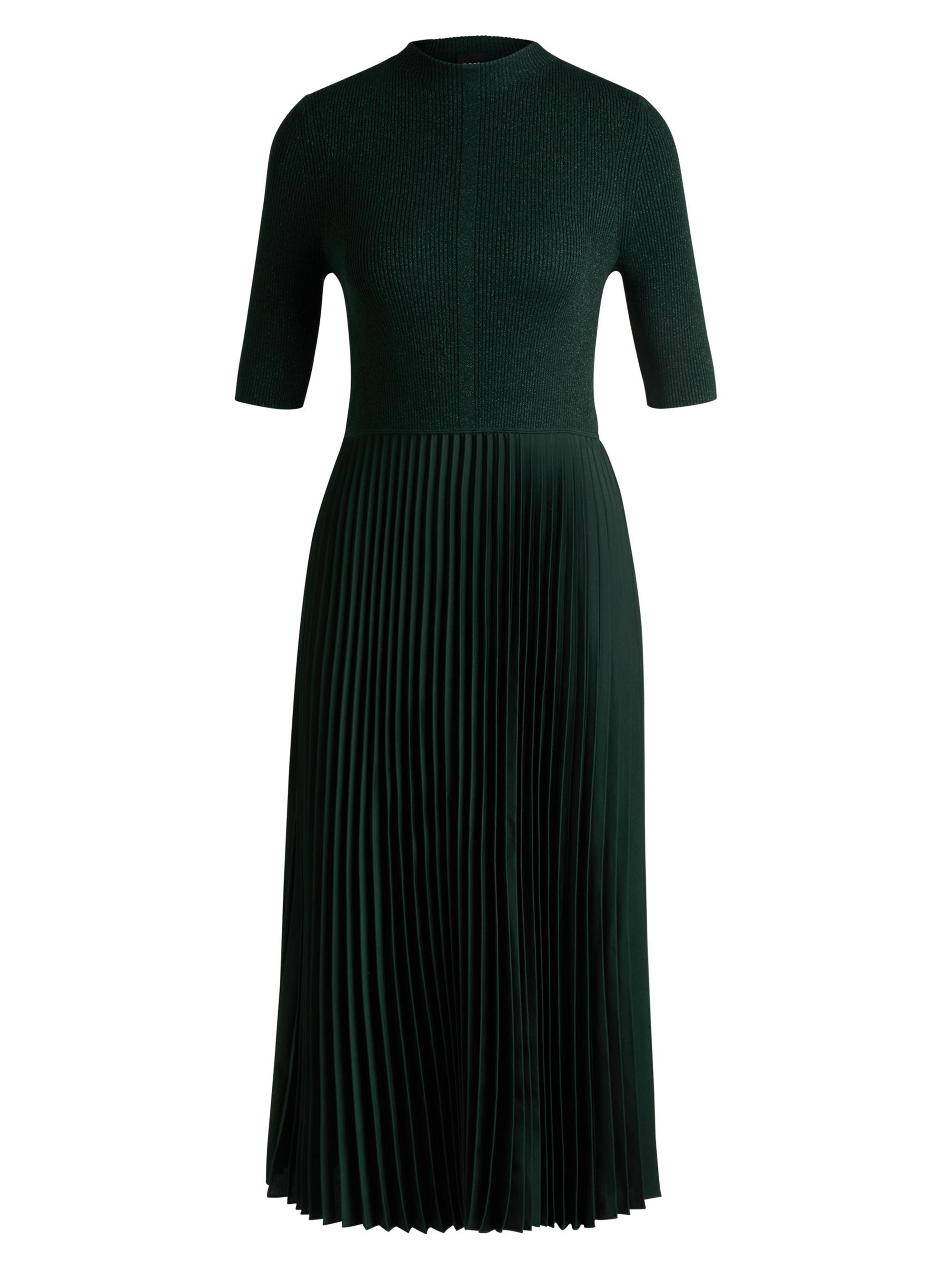 BOSS Women's Cropped-Sleeve Dress with Plissé Skirt - Green