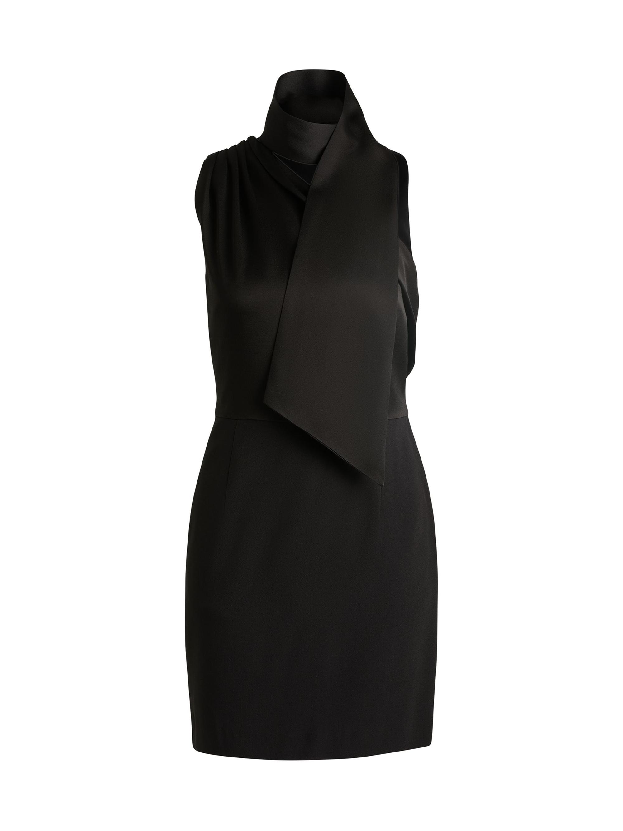 BOSS Women's Sleeveless Dress with Asymmetric V Neckline and Shawl Detail - Black