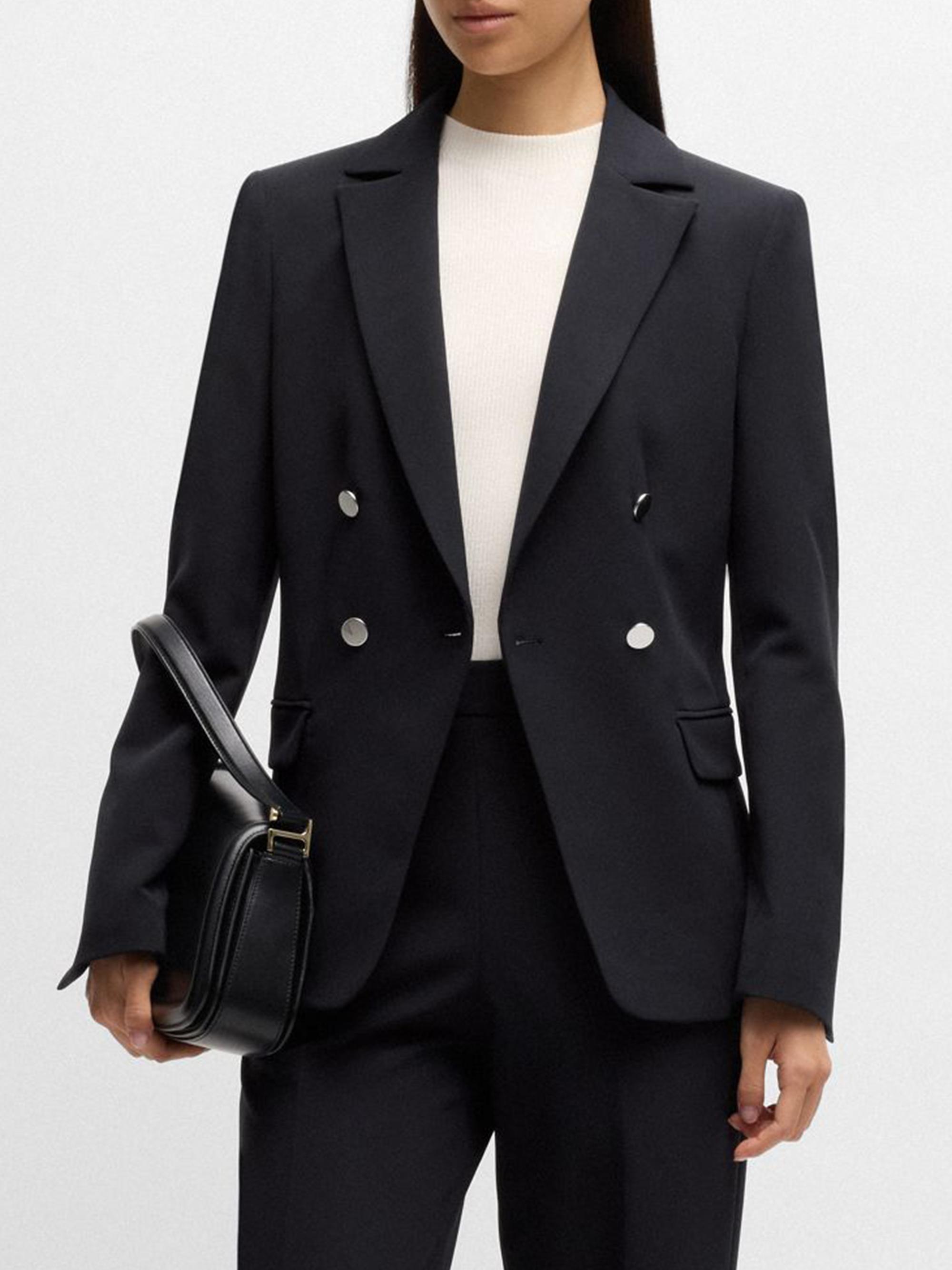 BOSS Women's Slim-Fit Jacket with Double-Breasted Closure - Dark Blue