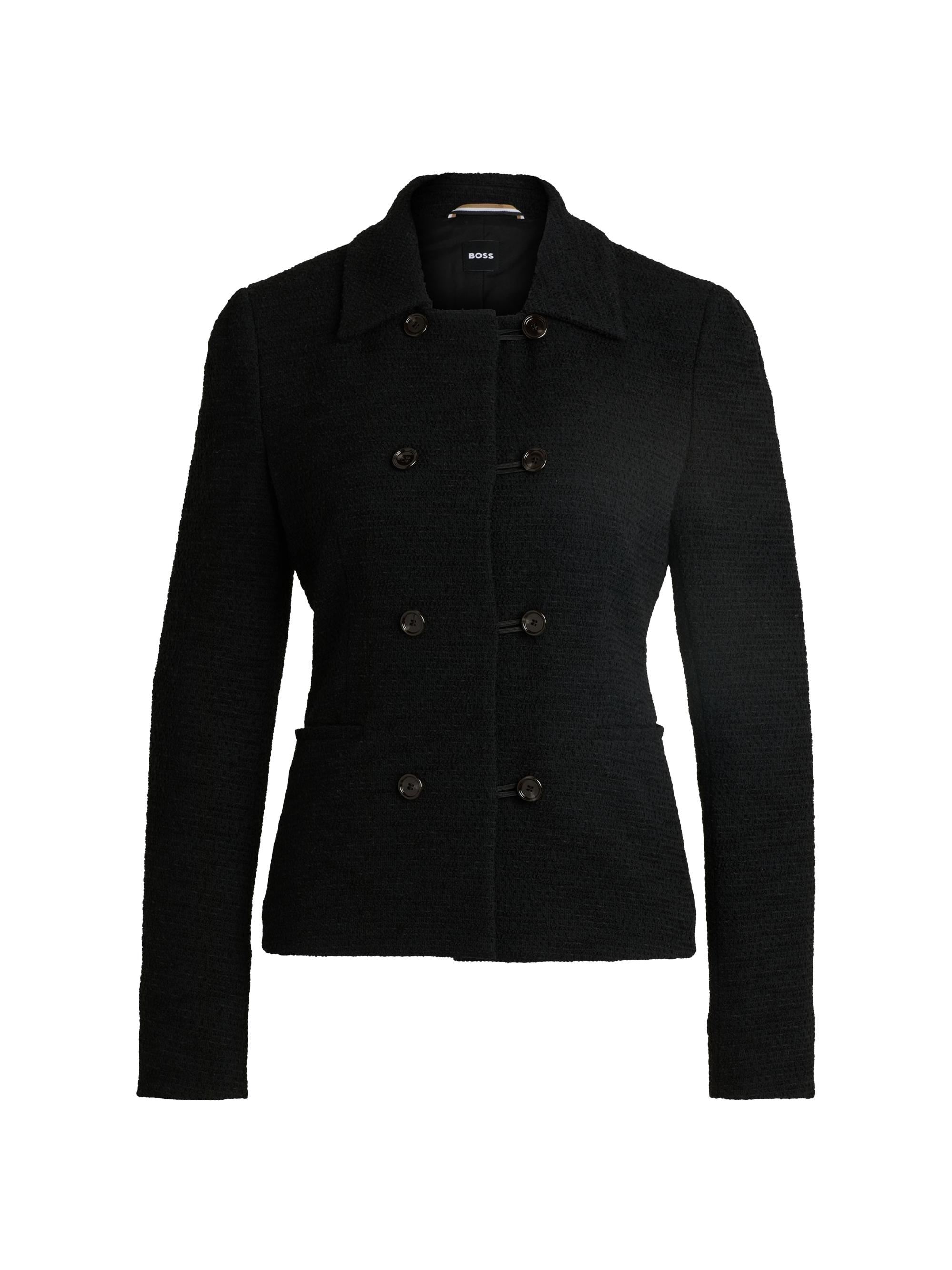 BOSS Women's Extra-Slim-Fit Jacket in Tweed - Black