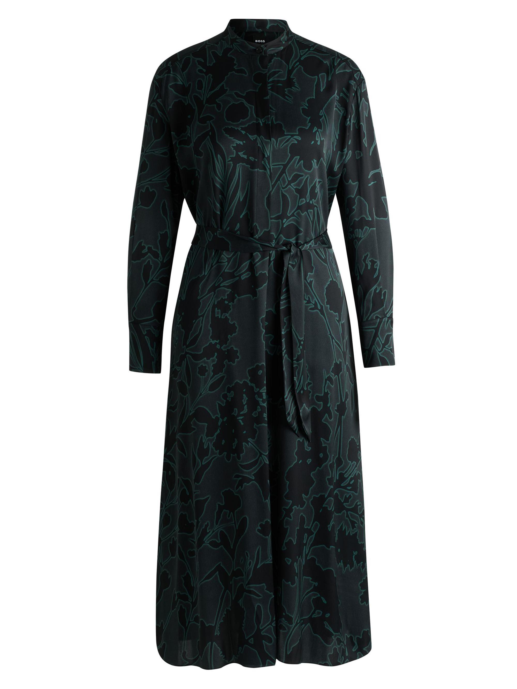 BOSS Women's Floral-Print Dress with Removable Belt in Silk Blend