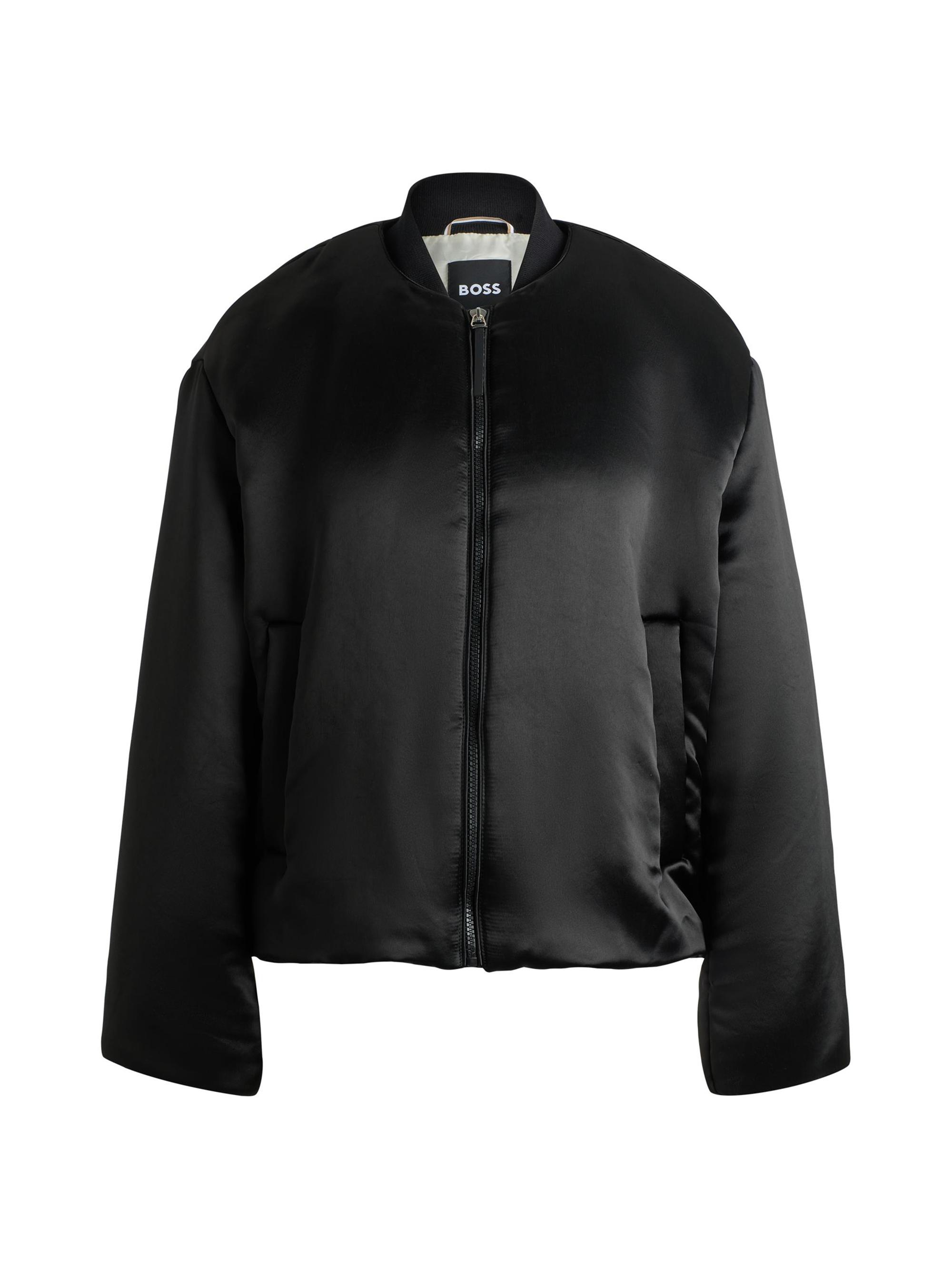 BOSS Women's Padded Bomber Jacket in Satin - Black
