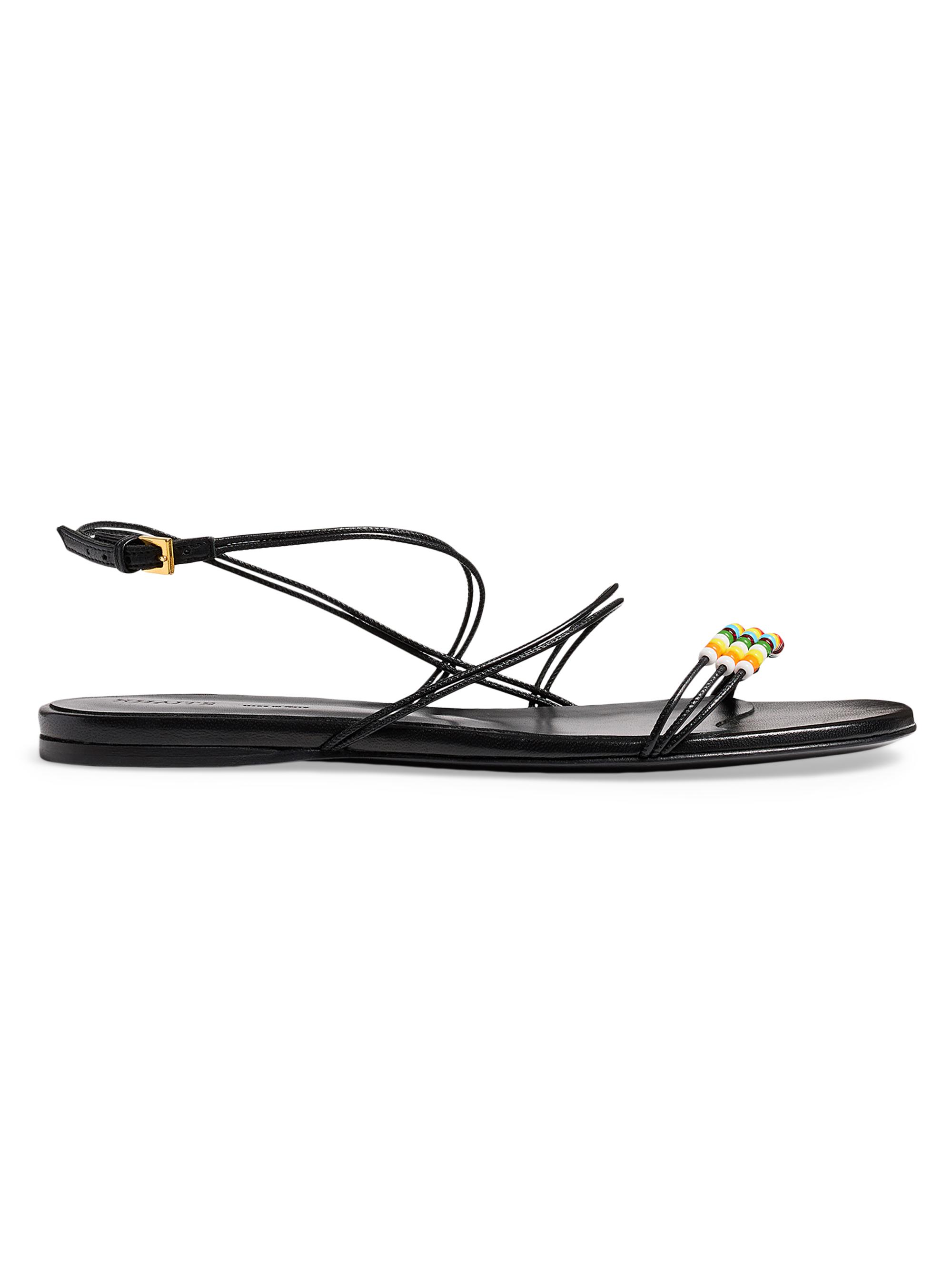 Khaite Women's Loop Bead-Embellished Sandals - Black Multi