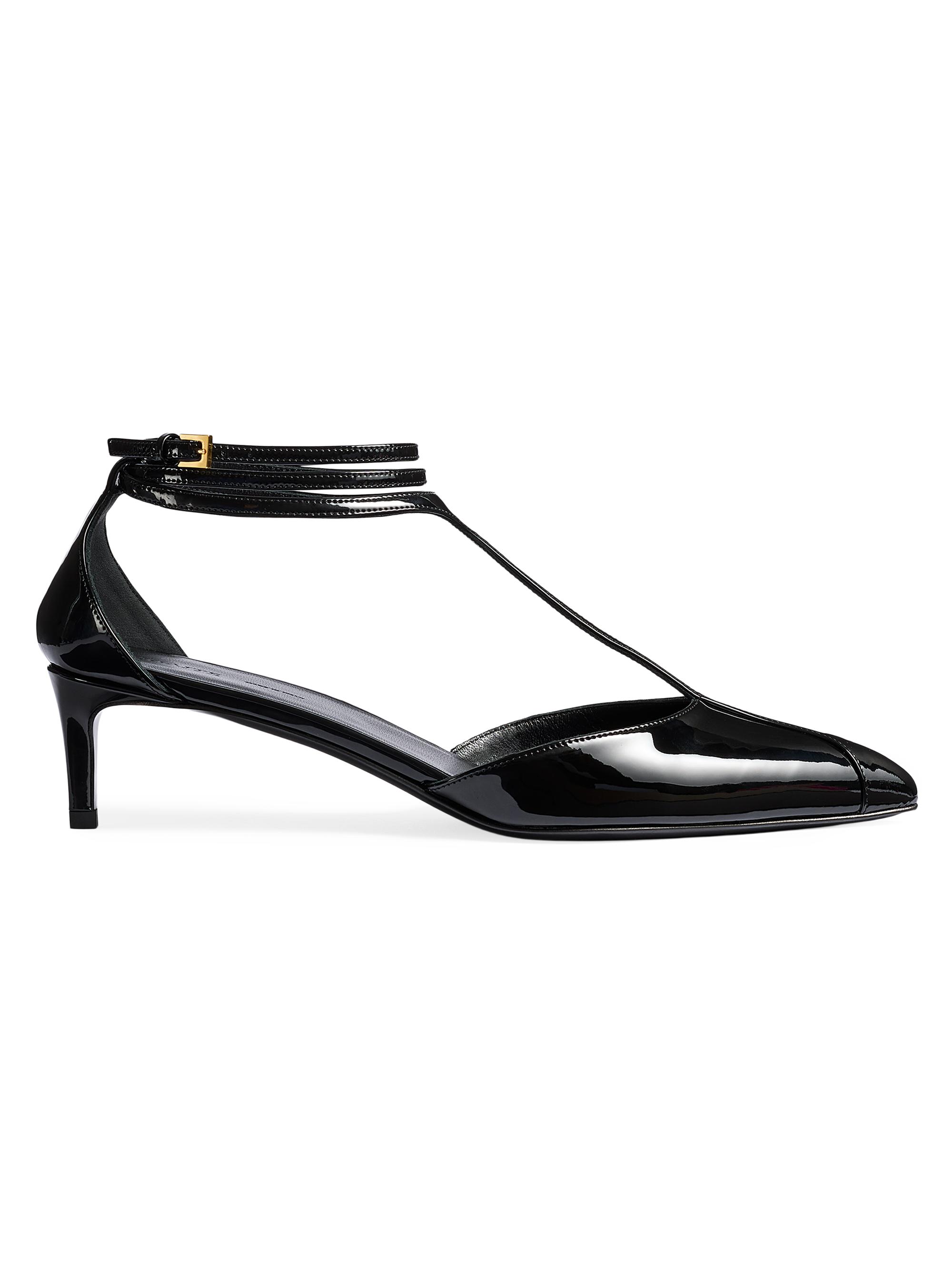 Khaite Women's Mia 45MM Leather T-Strap Pumps - Black