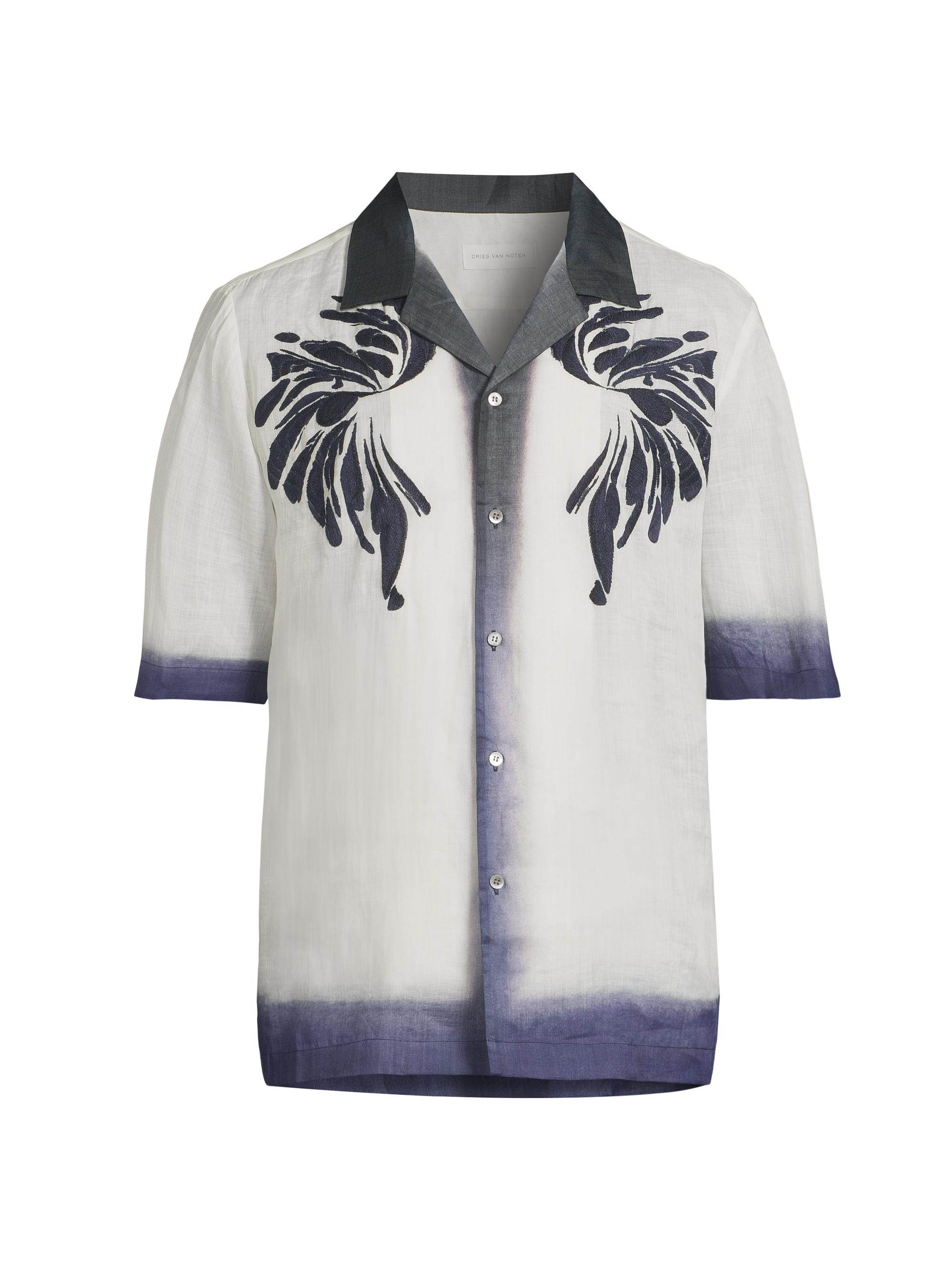 Dries Van Noten Men's Carltone Print Dyed Shirt - Navy