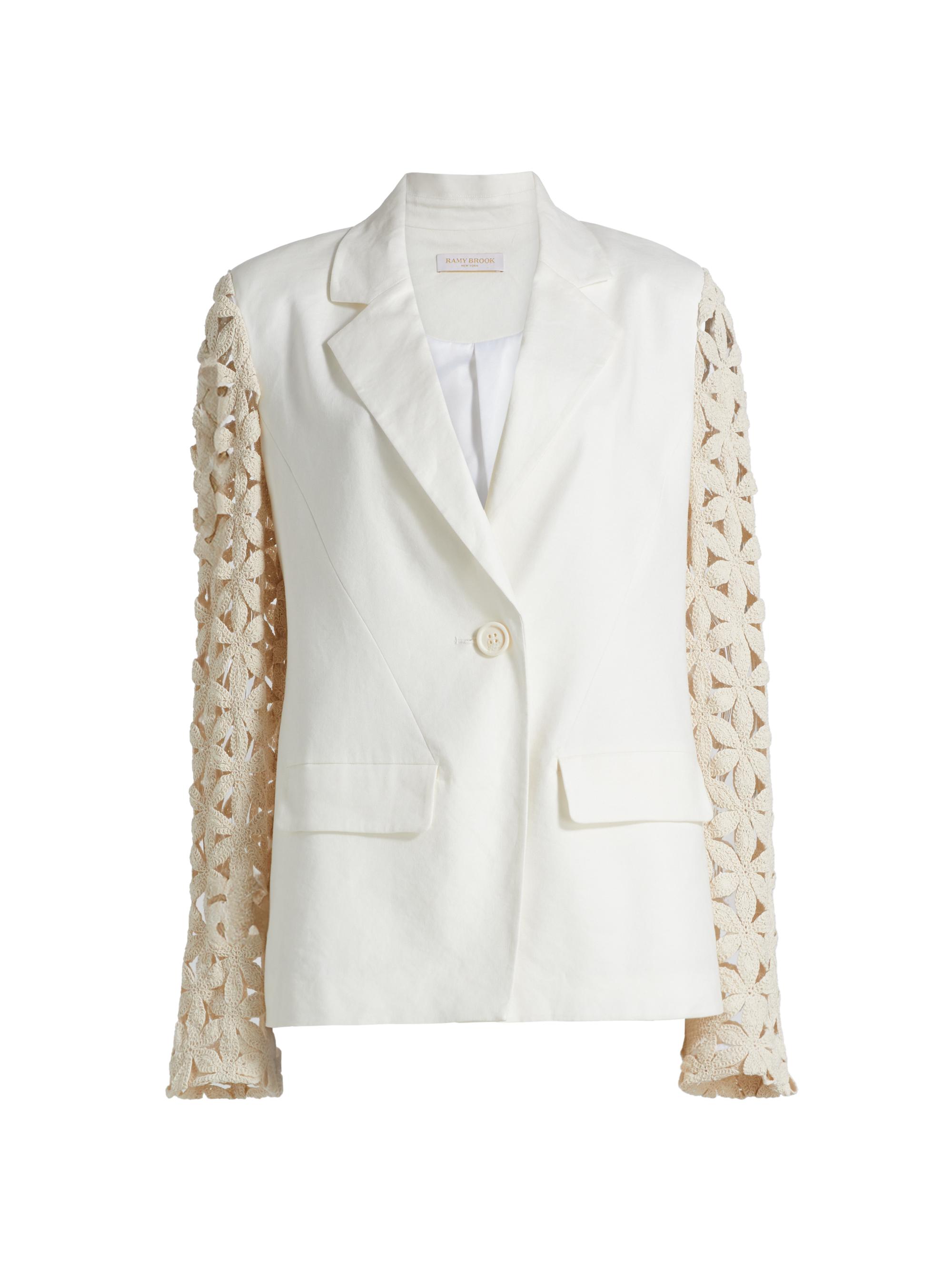 Ramy Brook Women's Kelsey Crochet-Sleeve Jacket - White Floral