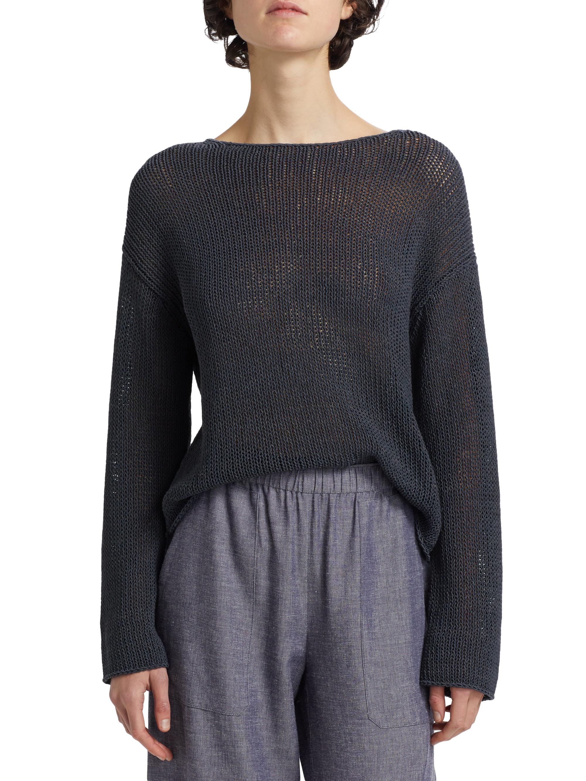 Vince Coated Stretch-Cotton Knit Sweater | Saks Fifth Avenue