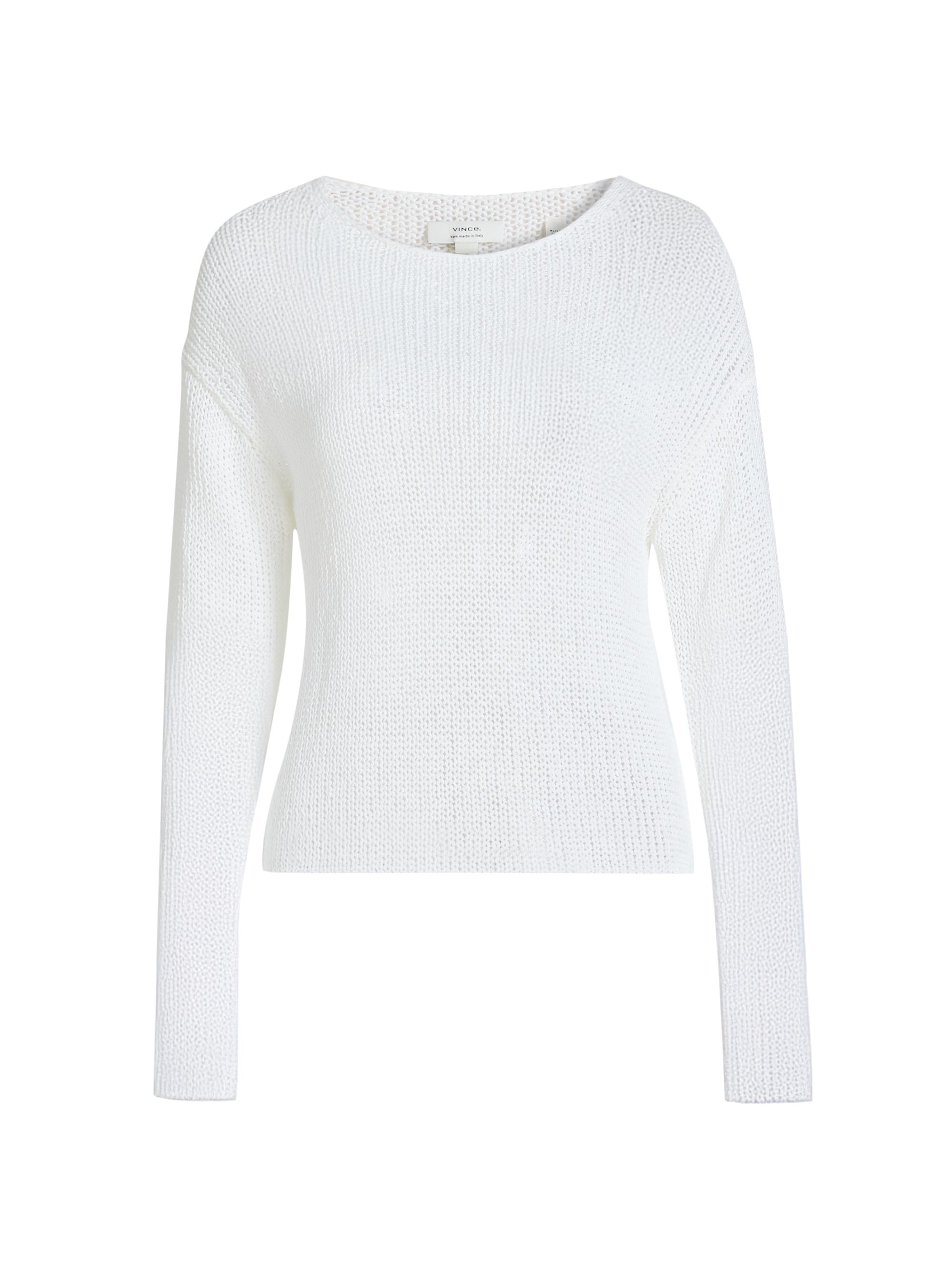Vince Women's Coated Stretch-Cotton Knit Sweater - Optic White