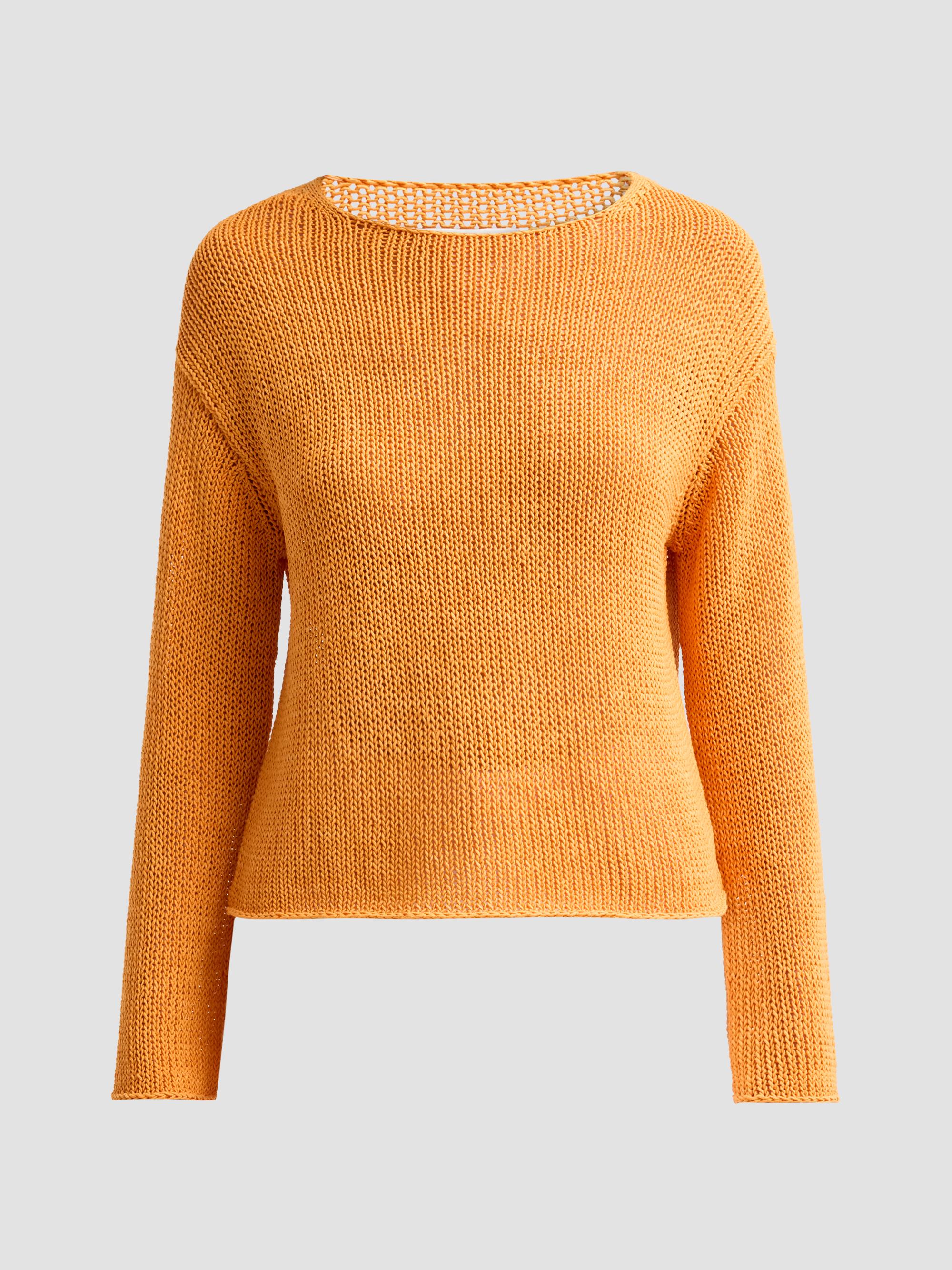 Vince Women's Coated Stretch-Cotton Knit Sweater - Tangerine